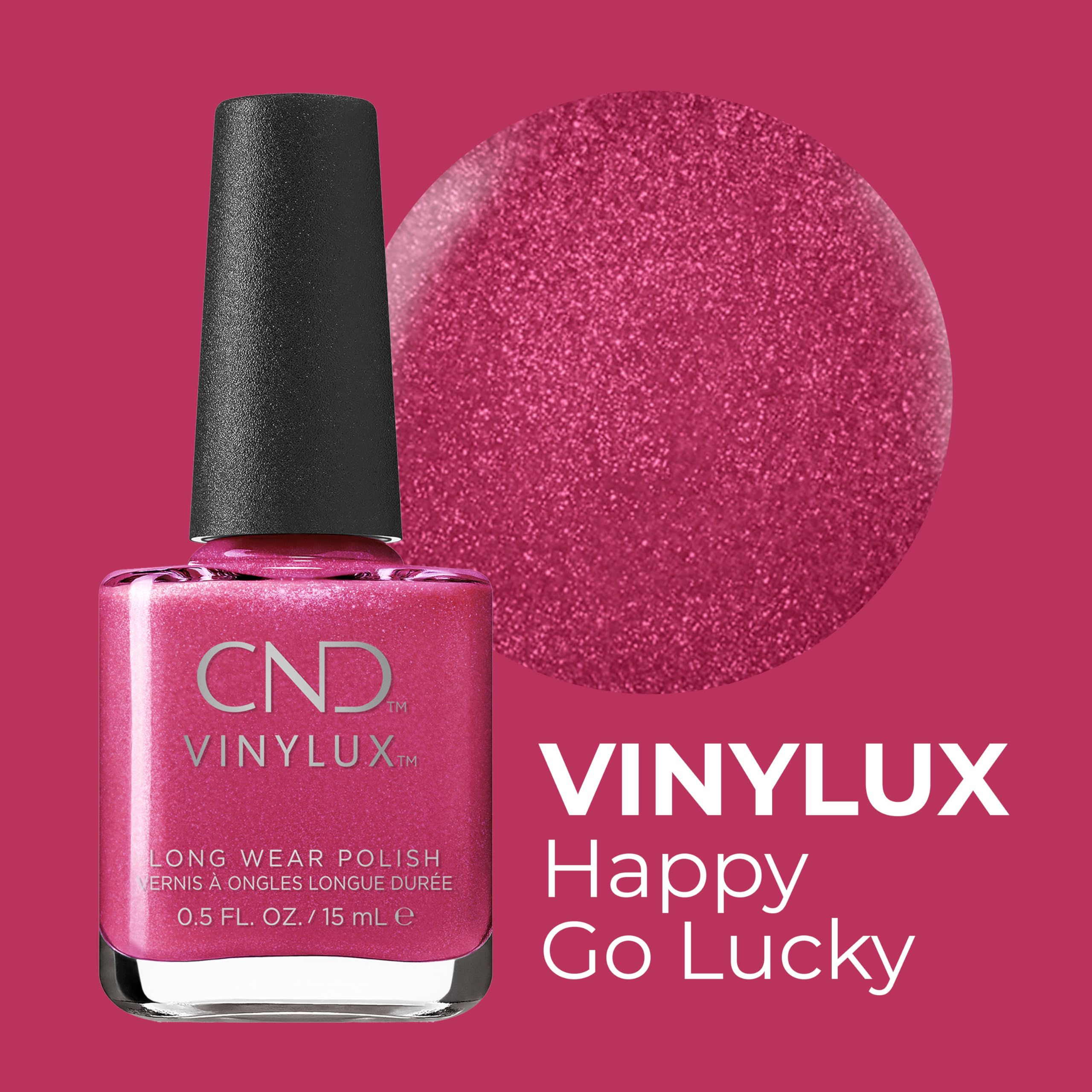 Cnd Vinylux Longwear Pink Nail Polish, Gel-Like Shine & Chip Resistant Color, Happy Go Lucky, 0.5 Fl. Oz