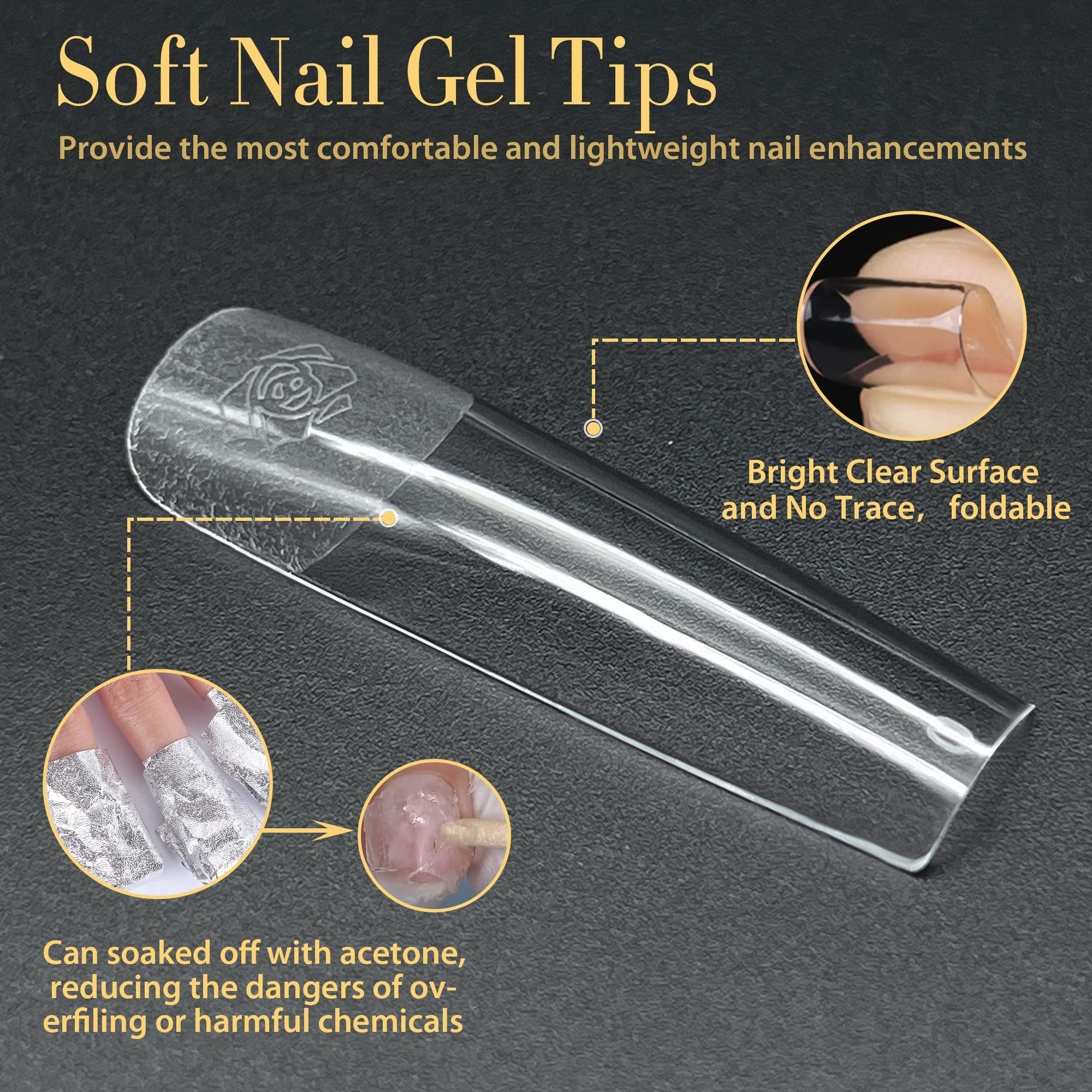 Una Gella Soft Gel Nail Tips Long Pre-File 120 Square Gel Tips Xxl Full Cover Nail Tips No C Curve Nail Tips Square Gel Nails Ti