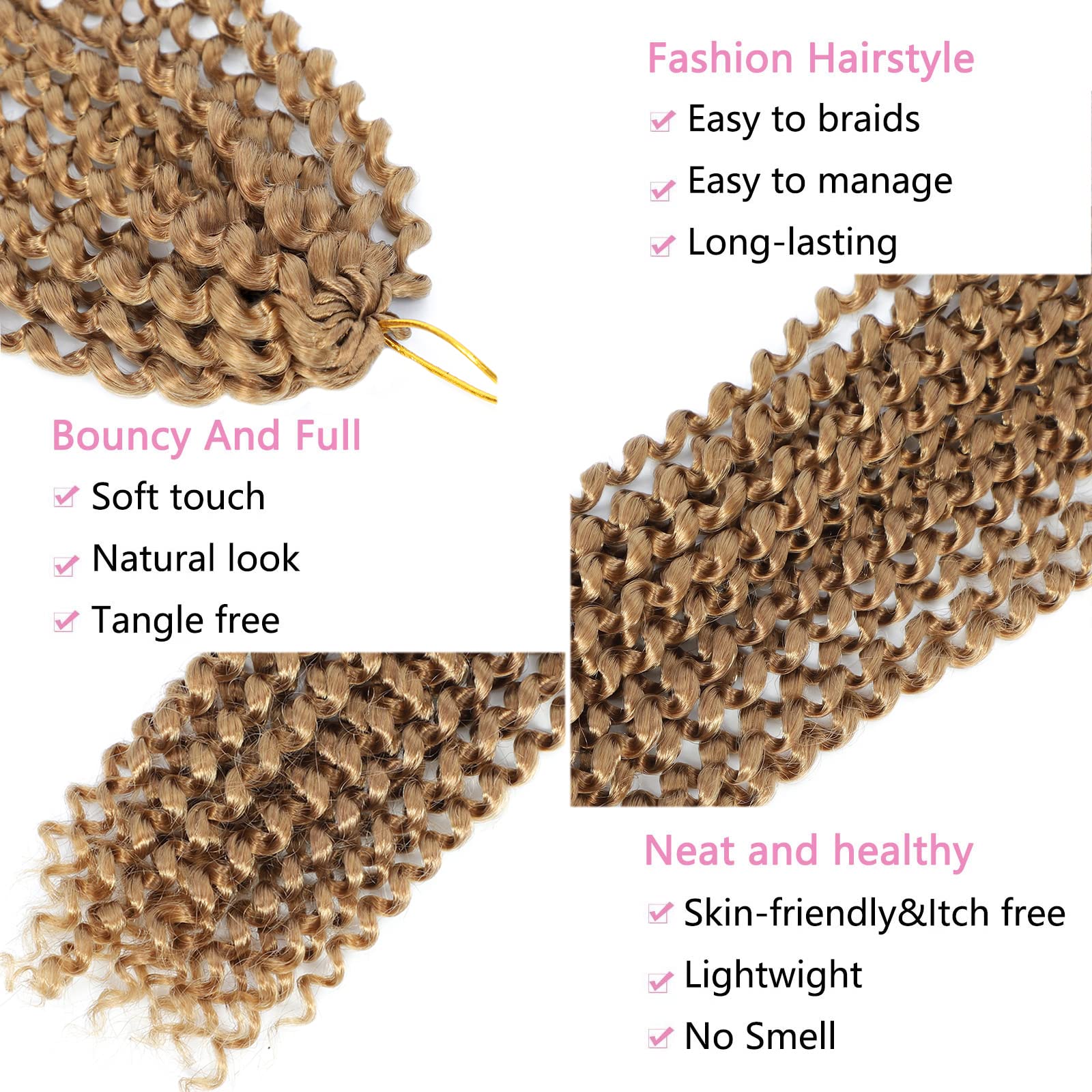 Passion Twist Hair Blonde 24 Inch 8 Packs Water Wave Crochet Hair For Women Curly Braiding Hair Long Spring Twist Hair Synthetic