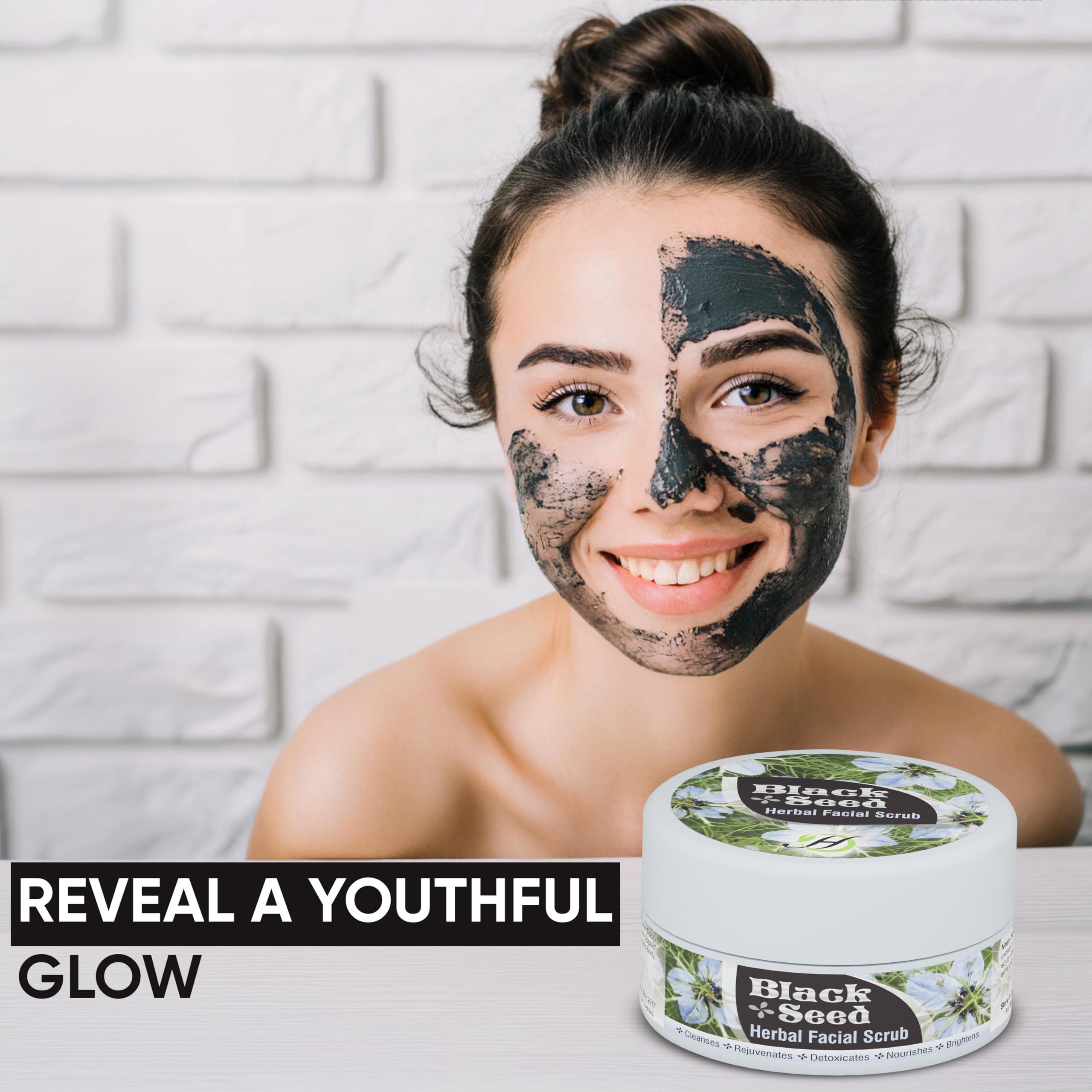 HERBOGANIC Black Seed Herbal Facial Scrub | Cleanses, Rejuvenates and Nourishes Skin | Moisturizing Facial Scrub | Facial Scrub