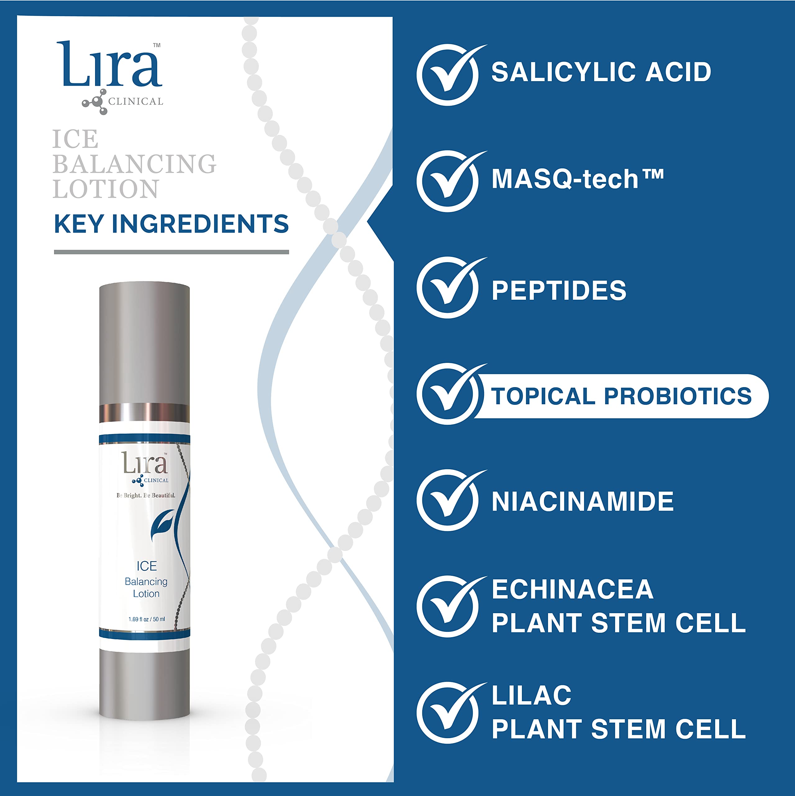 Lira Clinical Ice Balancing Lotion - Daily Oil Control Lotion & Lightweight Hydration with Skin Probiotics, Salicylic Acid & Pla