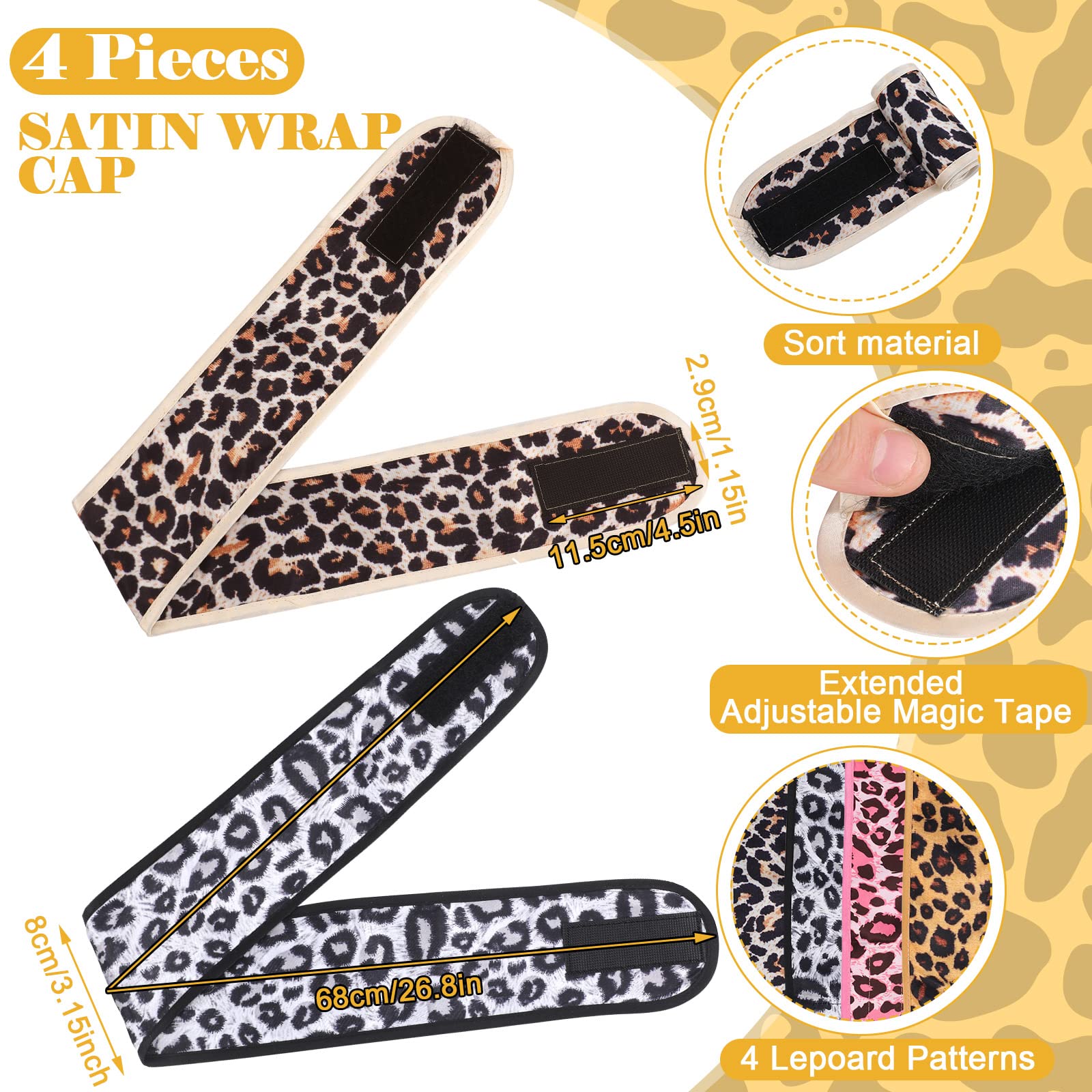 Eurzom 4 Pieces Satin Hair Wrap Scarf Satin Headband For Black Women'S Hair Adjustable Silk Hair Wraps For Sleeping Nonslip Stri