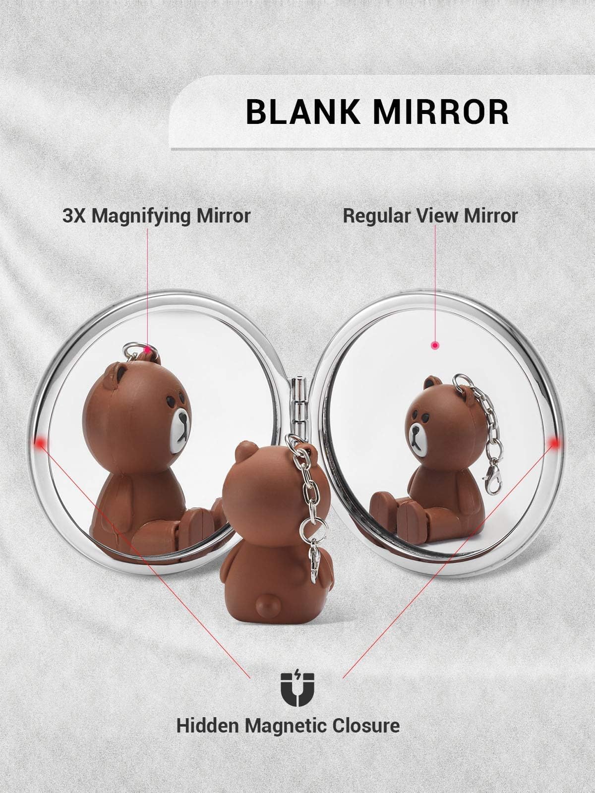 Getinbulk Compact Mirror,Double-Sided Makeup Small Mirror For Purse With 1X/3X Magnification Pu Leather (Black, 2.8'')