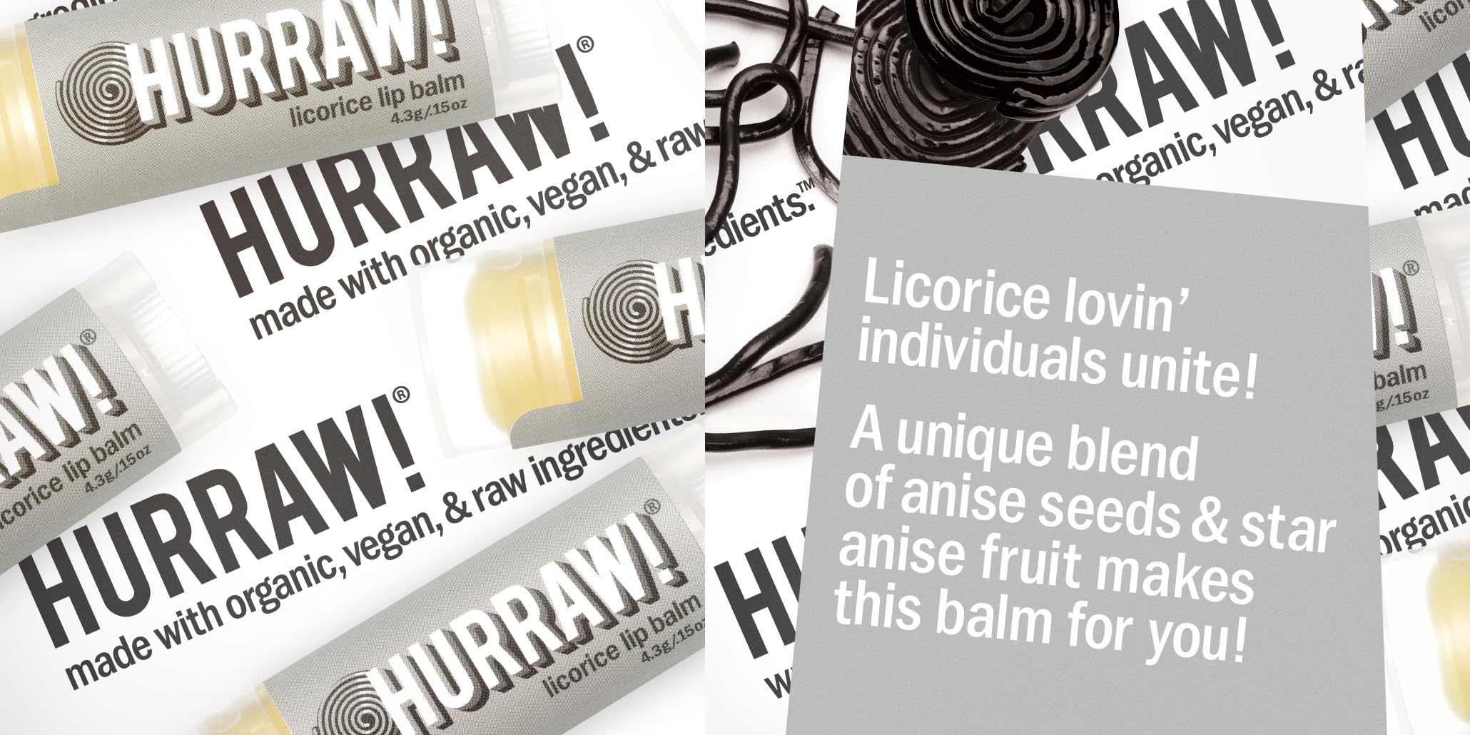 Hurraw! Almond, Coconut, Licorice Lip Balms, 3 Pack Bundle: Organic, Certified Vegan, Cruelty And Gluten Free. Non-Gmo, 100% Nat