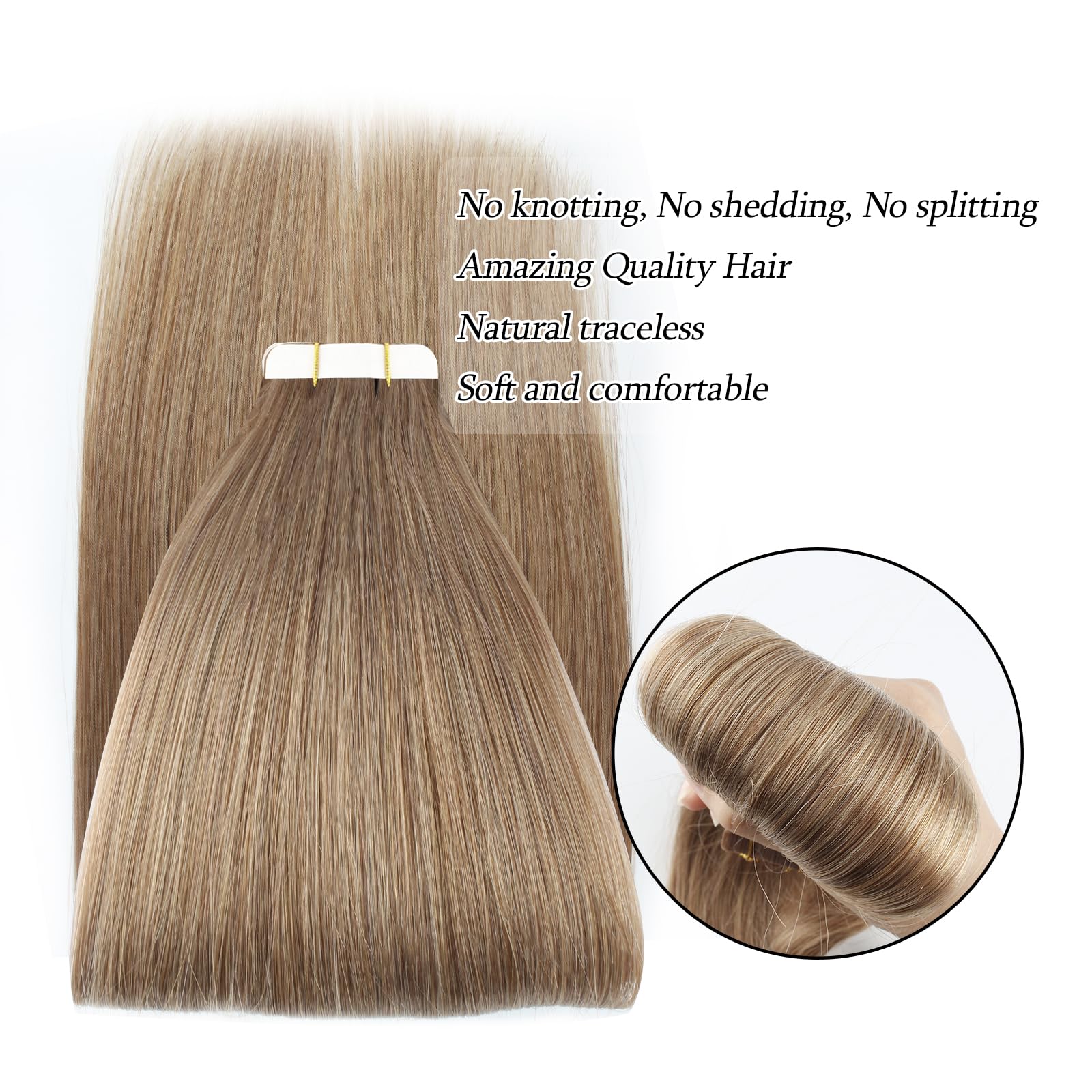 Abh Amazingbeauty Hair Semi-Permanent Pre-Taped Tape In Hair Extensions Real Remy Human Hair Skin Weft Tape In Extensions Chestn