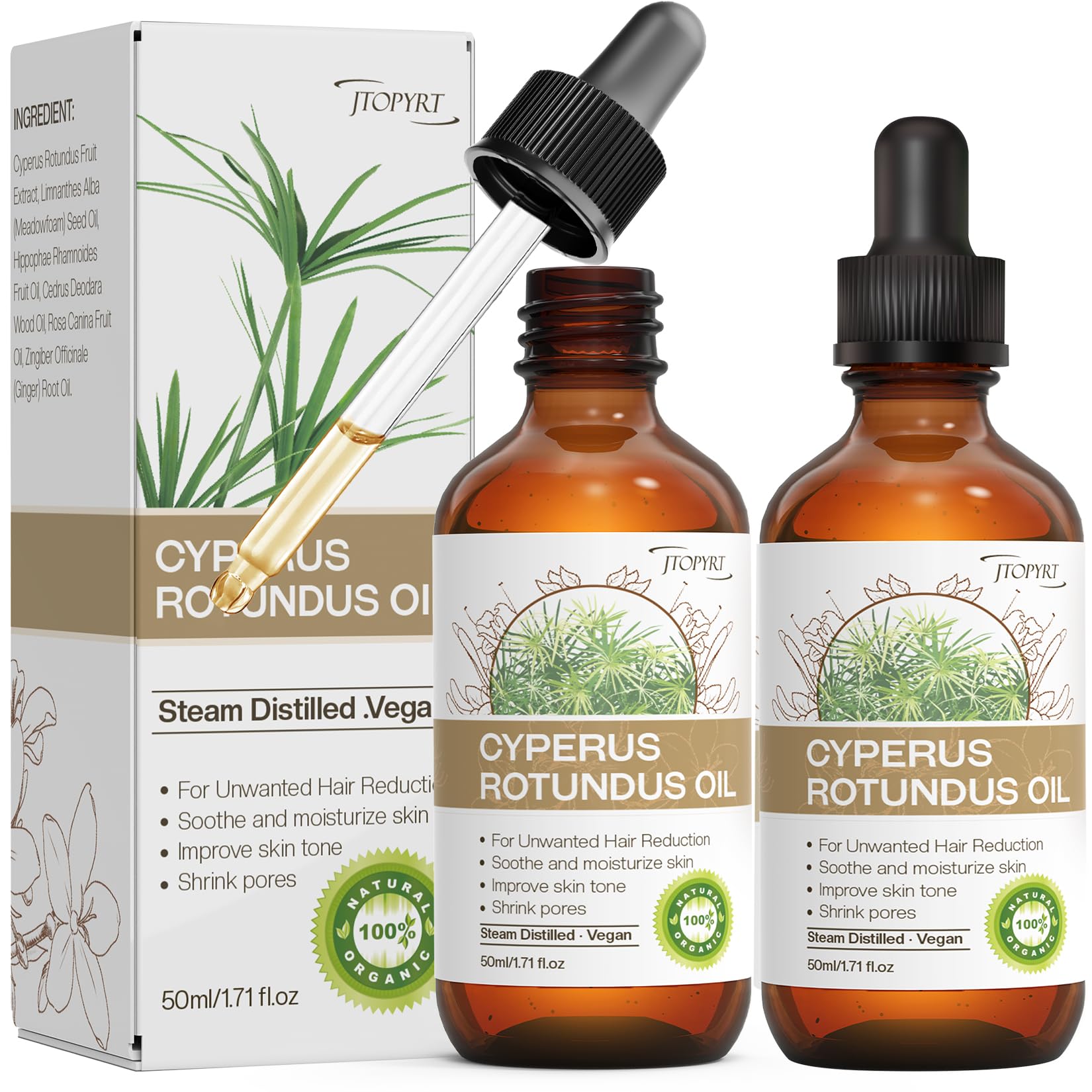 Jtopyrt Cyperus Rotundus Oil: Hair Removal Cypress Oil Reducing Hair Growth Facial Body Skin Care for Women Men 2 PACKS