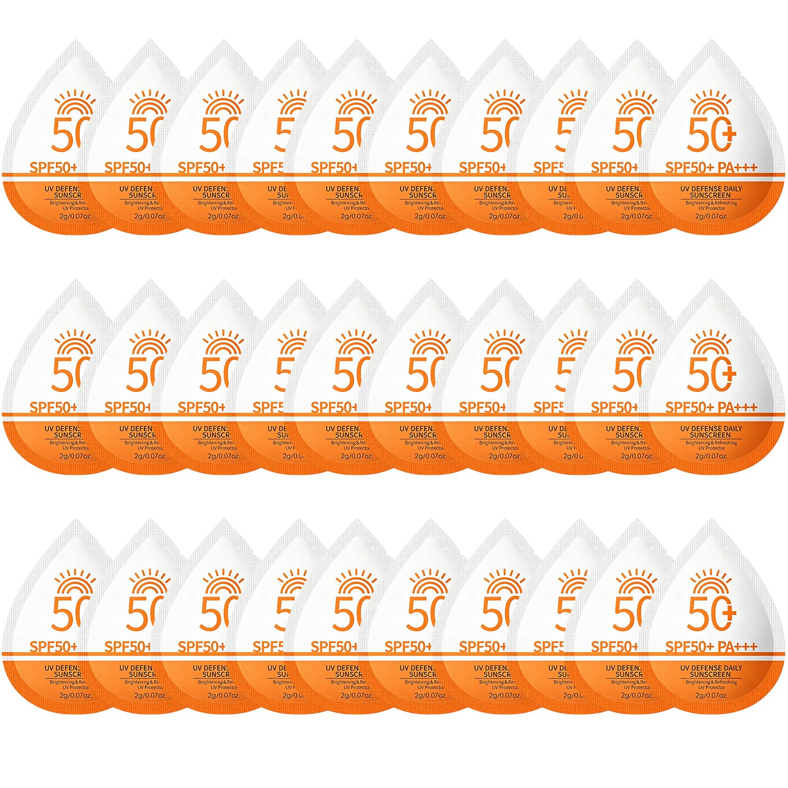 30Pack Mini Sunscreen, SPF 50+ TravelSize Sunscreen, TravelSize Sunscreen Sachets for Face & Body, Mini Size for Summer Trave
