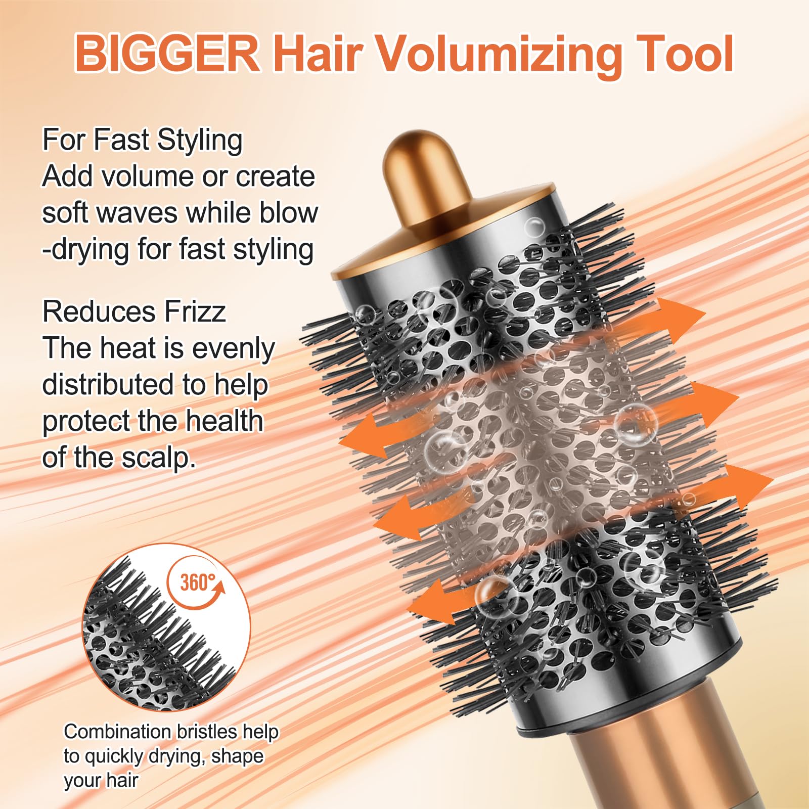 Puregust Upgraded Large Round Brush Attachment For Dyson Air Wrap Jumbo Bigger Oval Round Volumizing Brush For Dyson Airwrap Acc