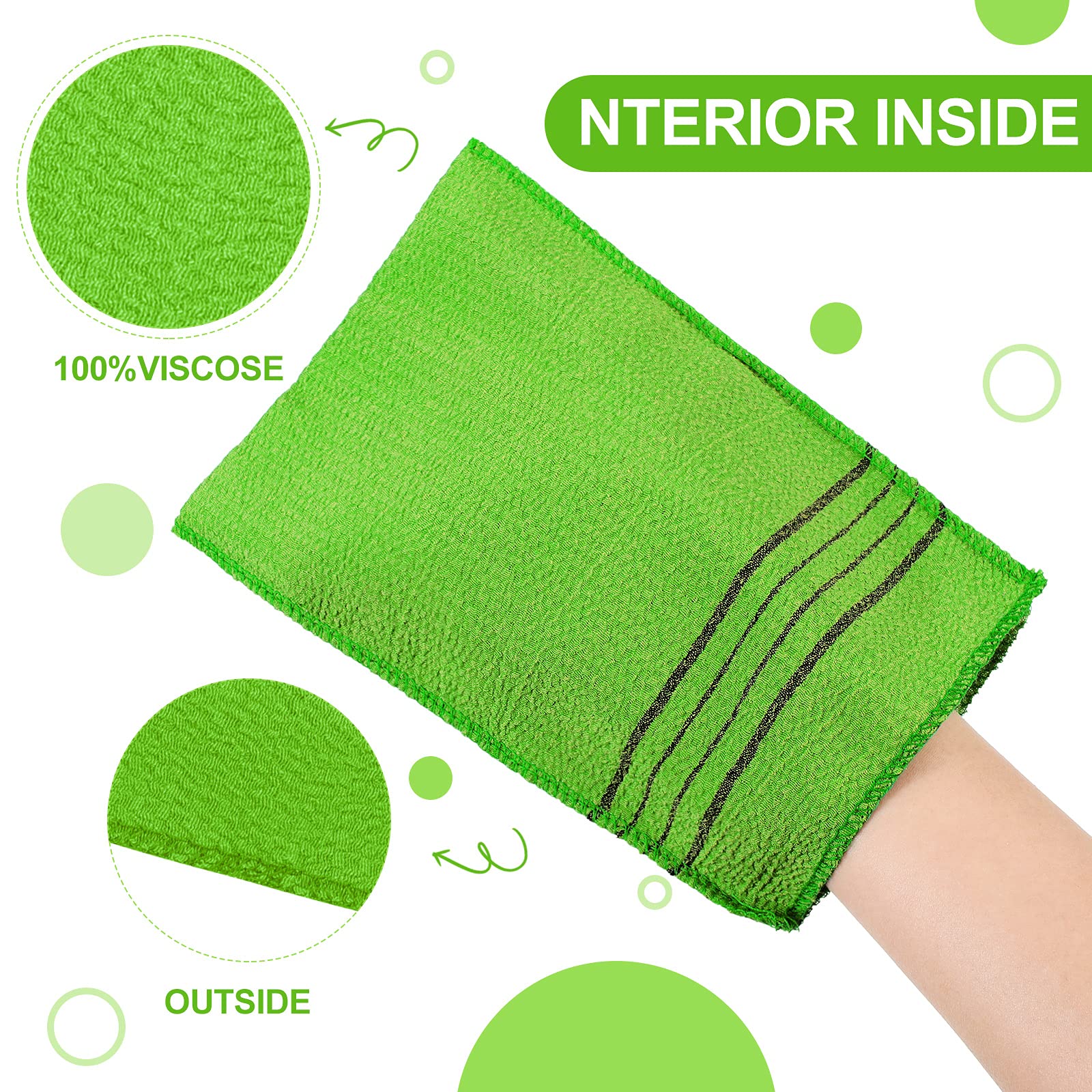 Tatuo 12-Pack Korean Exfoliating Mitts, Large Body Scrubber Gloves in Yellow, Green, Blue, Pink for Dead Skin Removal