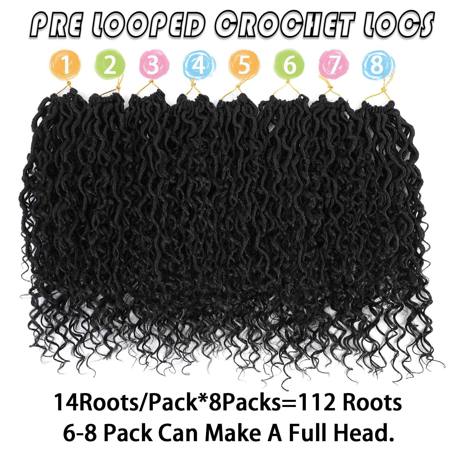 Col Bling Goddess Locs Crochet Hair 16 Inch 8 Packs Faux Locs Crochet Hair For Women Pre Looped Crochet Boho Goddess Faux Locs C