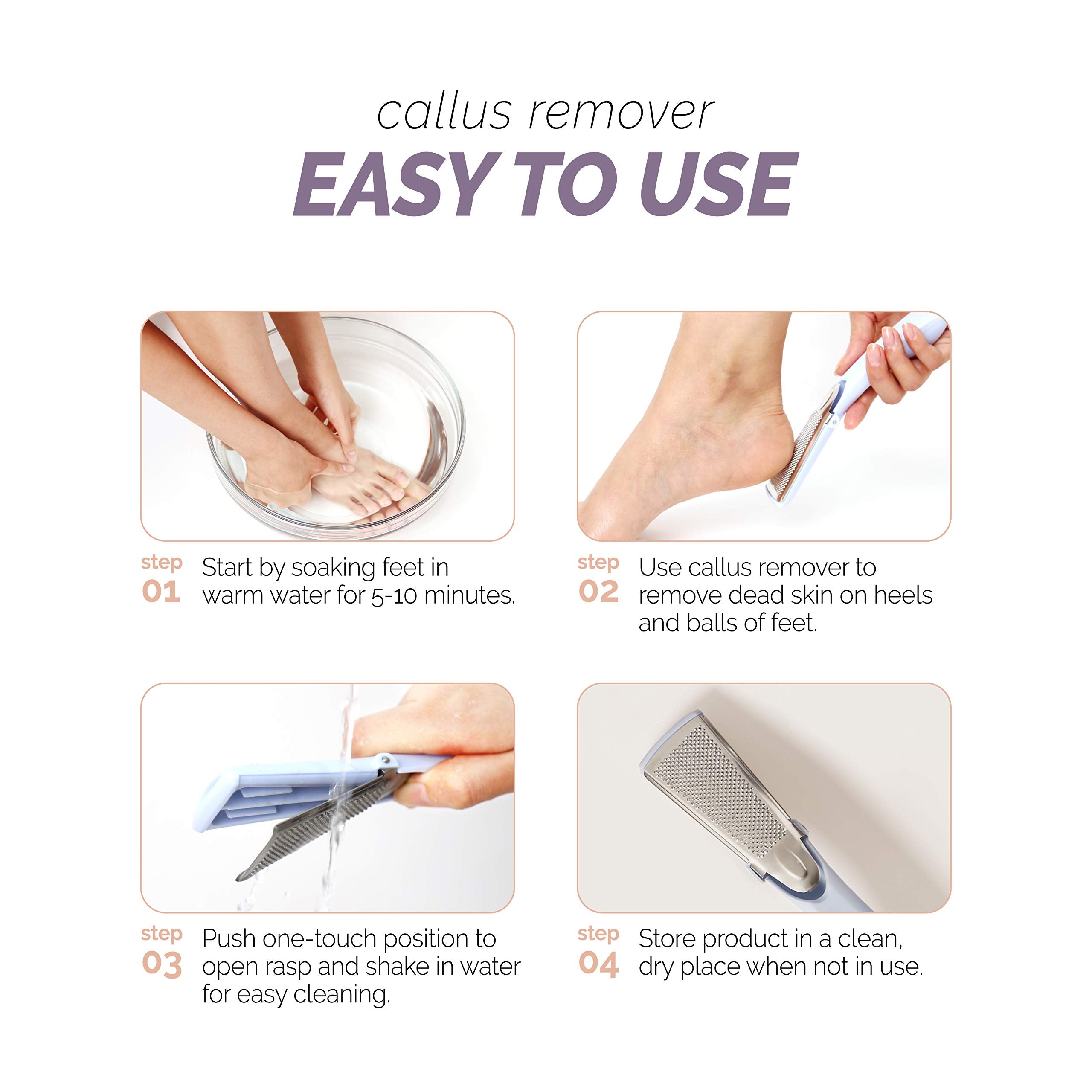 F3 Systems, Stainless Steel Callus Remover, Effective For Thick Callus And Cracked Feet Pedicure Rasp, Remove Hard Skin, Grater