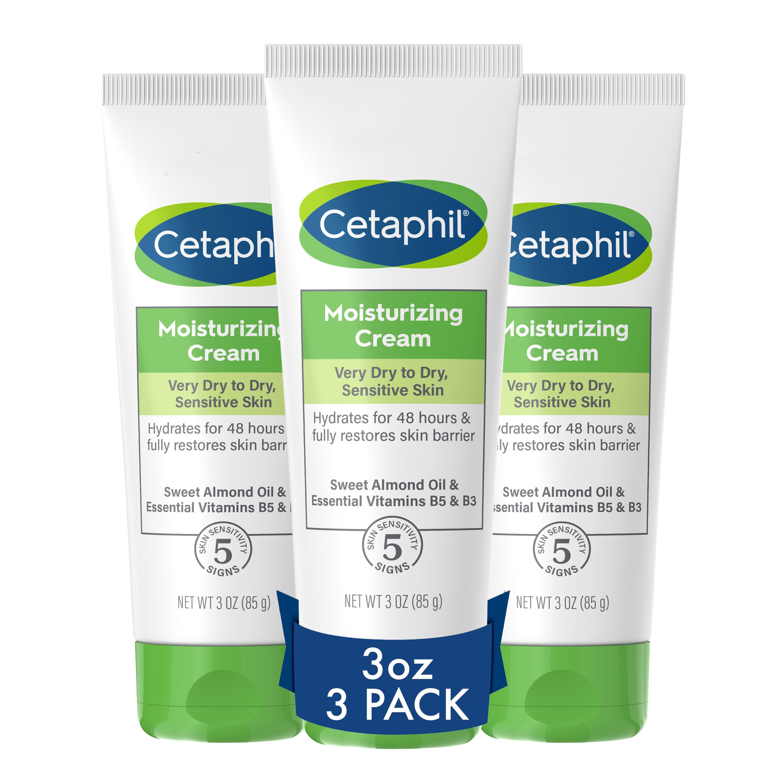 Cetaphil Body Moisturizer, Hydrating Moisturizing Cream For Dry To Very Dry, Sensitive Skin, New 3 Oz Pack Of 3, Fragrance Free,