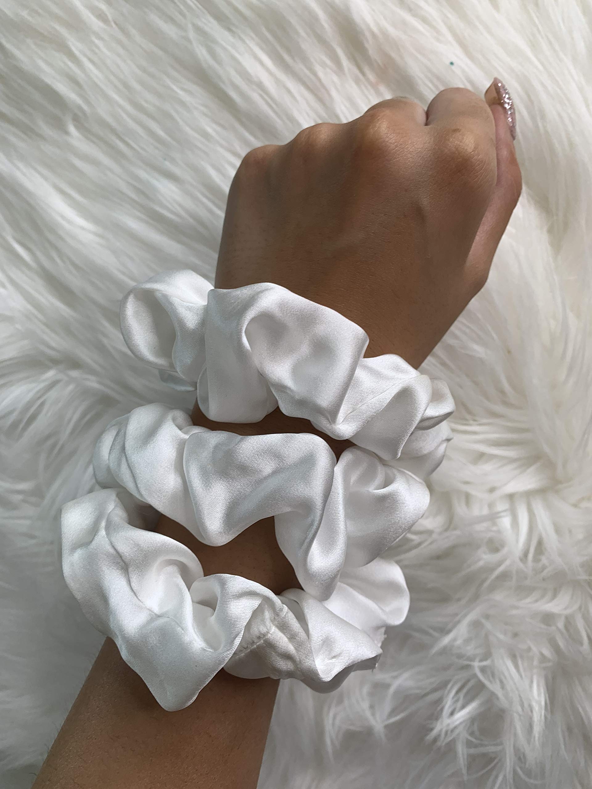 Celestial Silk Mulberry Silk Scrunchies For Hair (White)