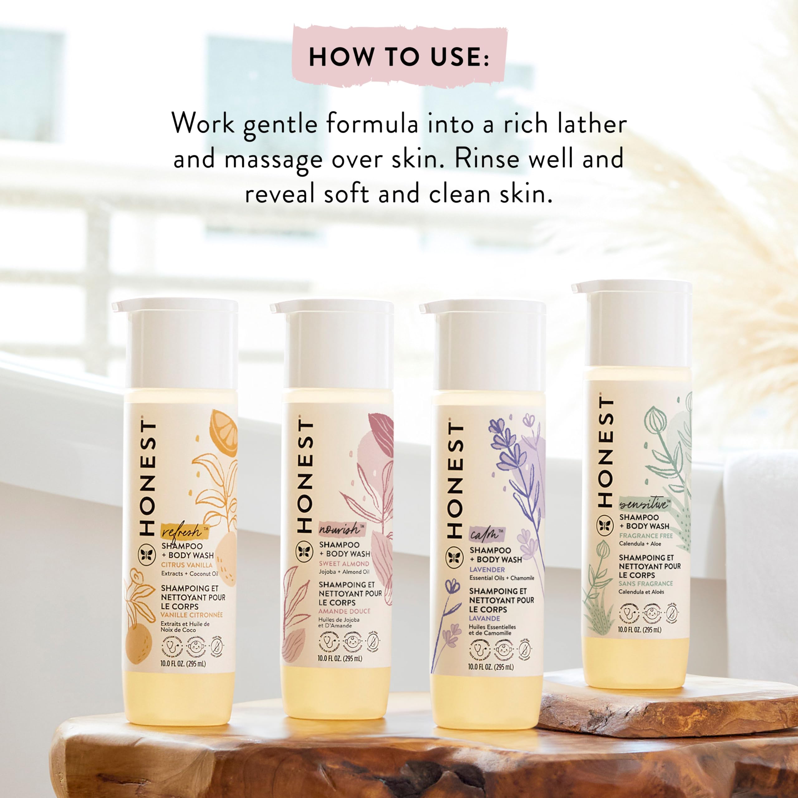 The Honest Company 2-In-1 Cleansing Shampoo + Body Wash  Gentle For Baby  Naturally Derived, Tear-Free, Hypoallergenic  Lavender