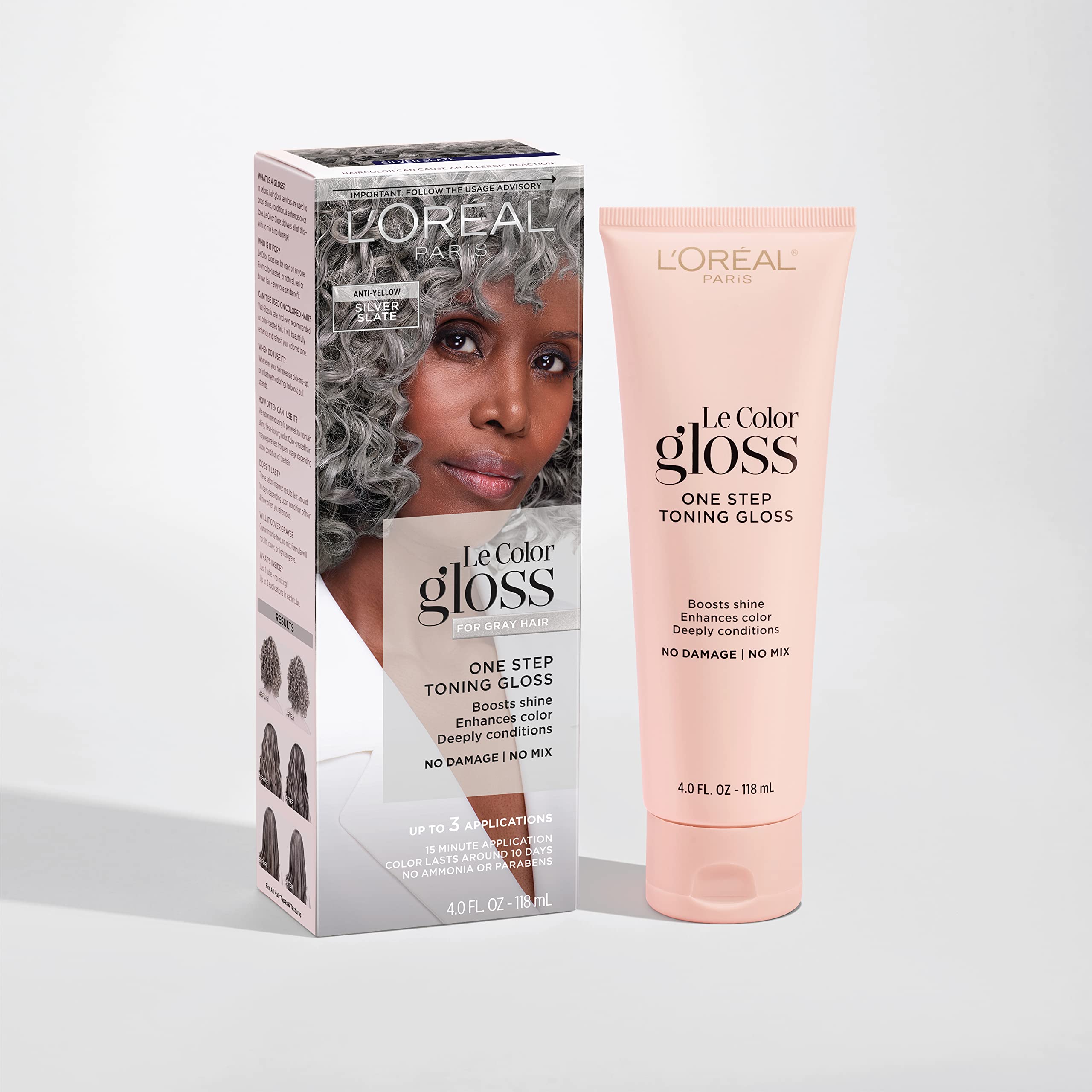 L'Oreal Paris Le Color Gloss One Step Toning Gloss, In-Shower Hair Toner with Deep Conditioning Treatment Formula for Gray Hair,