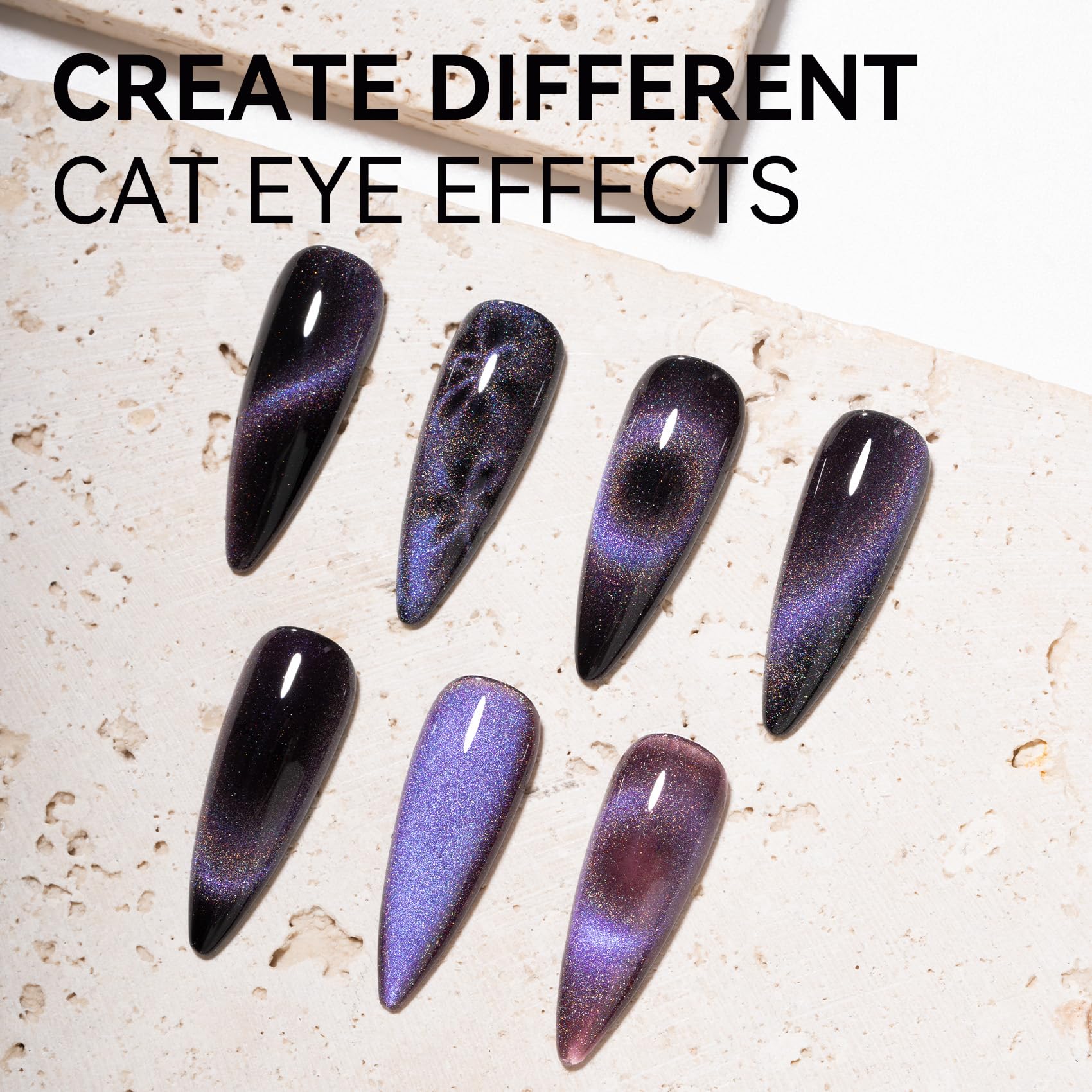 Maychao 15Ml Cat Eye Gel Nail Polish 1Pc Rainbow Purple Gel Polish With Magnet Soak Off Holographic Magnetic Nail Polish For Nai