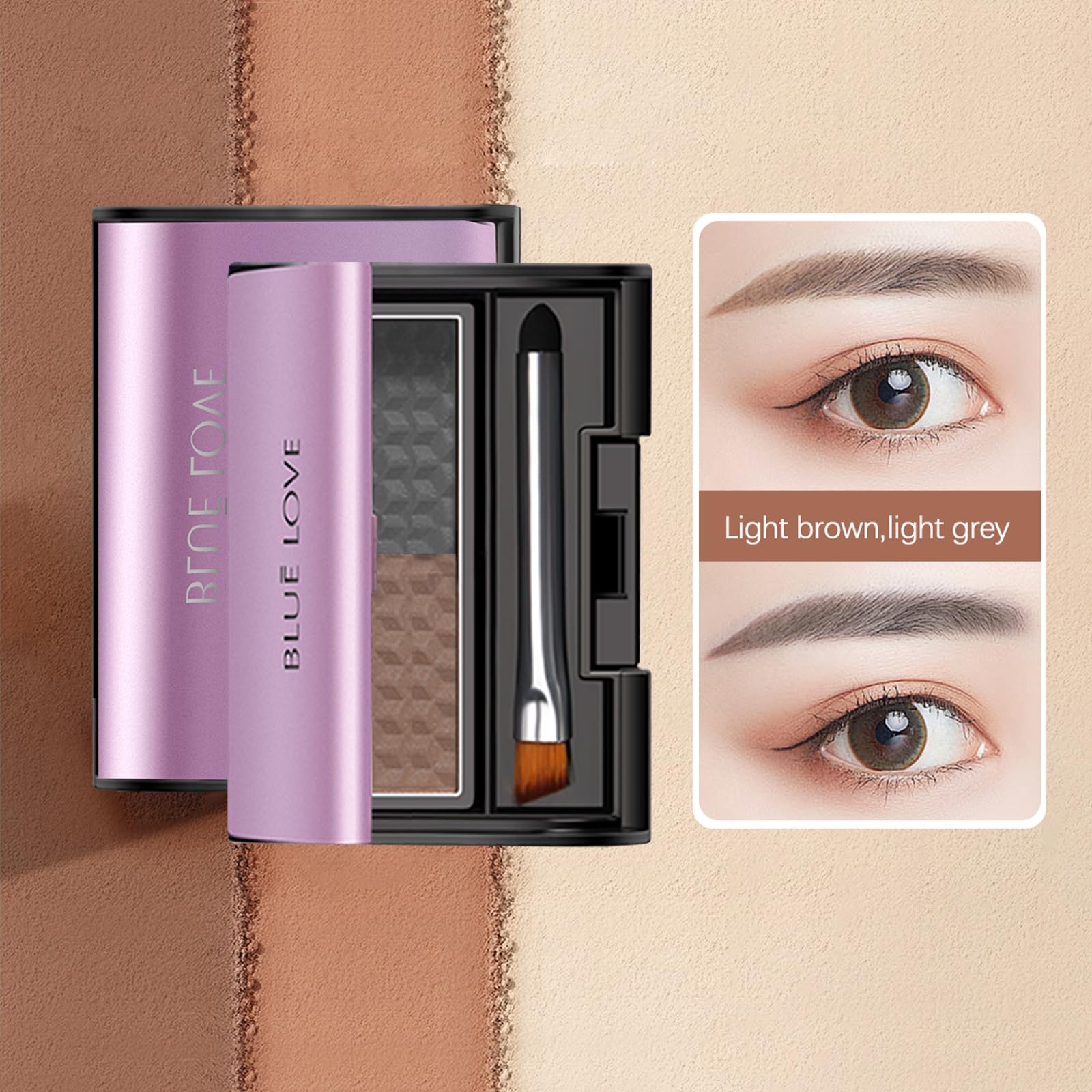 BLUE LOVE 2 Color Eye Brow Powder Palette for Eyebrows Includes Applicator Brush, Waterproof Natural Eyebrow Easy Removal Eyebro