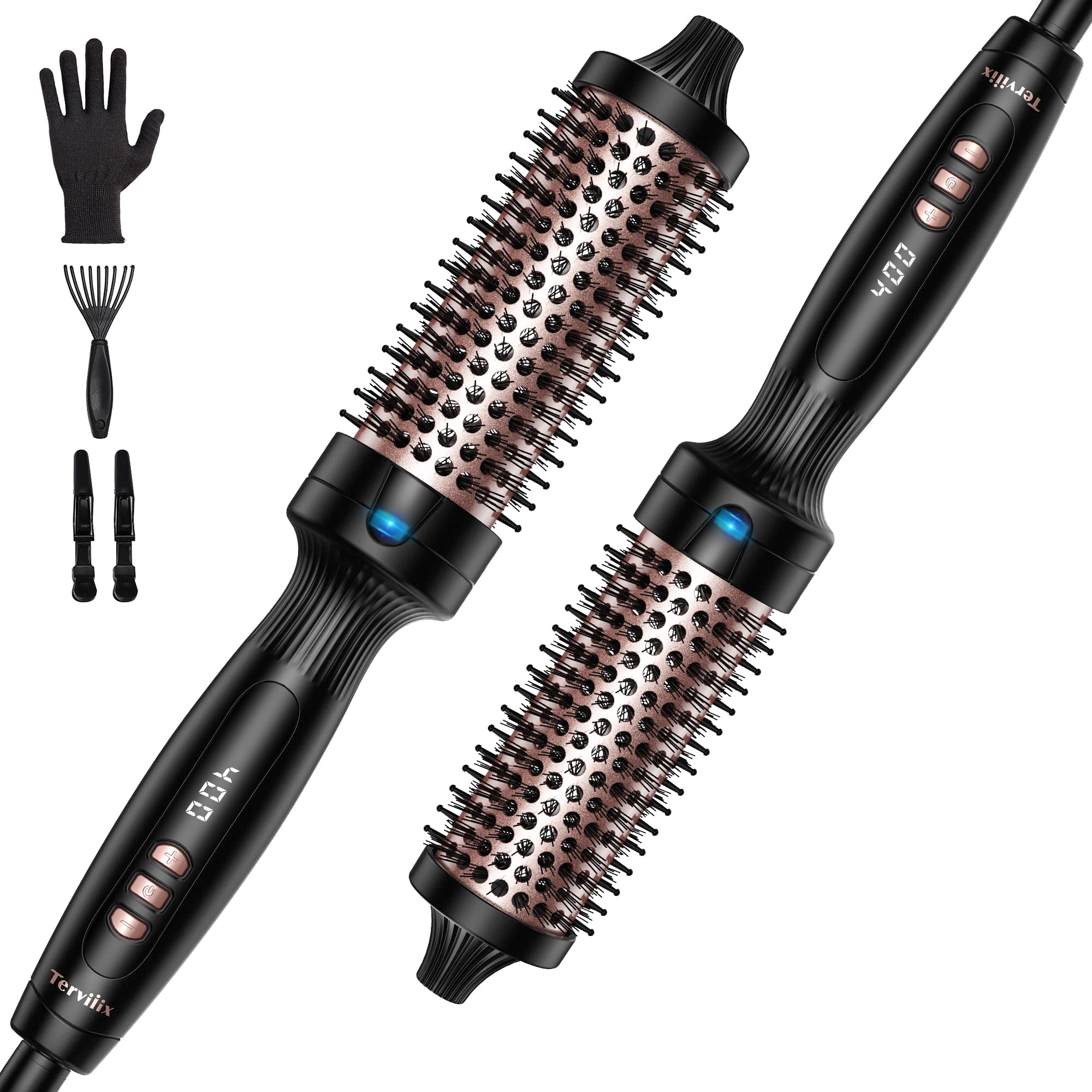 Terviiix 1.5 Inch Thermal Brush Create Blowout Look, Get Loose & Volume Layer Hair, Ceramic Tourmaline Ionic Hot Brush Heated Cu