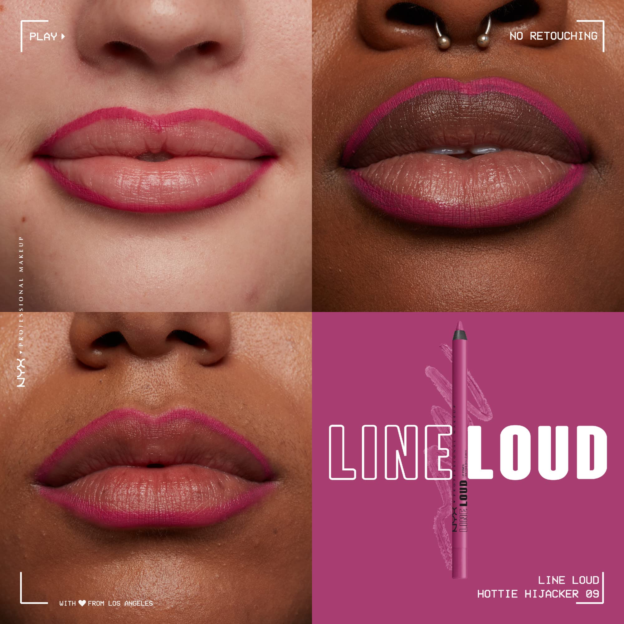 Nyx Professional Makeup Line Loud Lip Liner, Longwear And Pigmented Lip Pencil With Jojoba Oil & Vitamin E - Hottie Hijacker (Ho