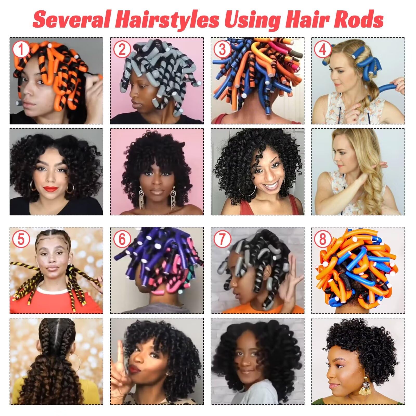 Royota 30Pcs 9.45'' Flexible Foam Curling Rods, Twist Heatless Hair Rollers For Women, Girls, Long And Short Hair, Sleep-In (0.7