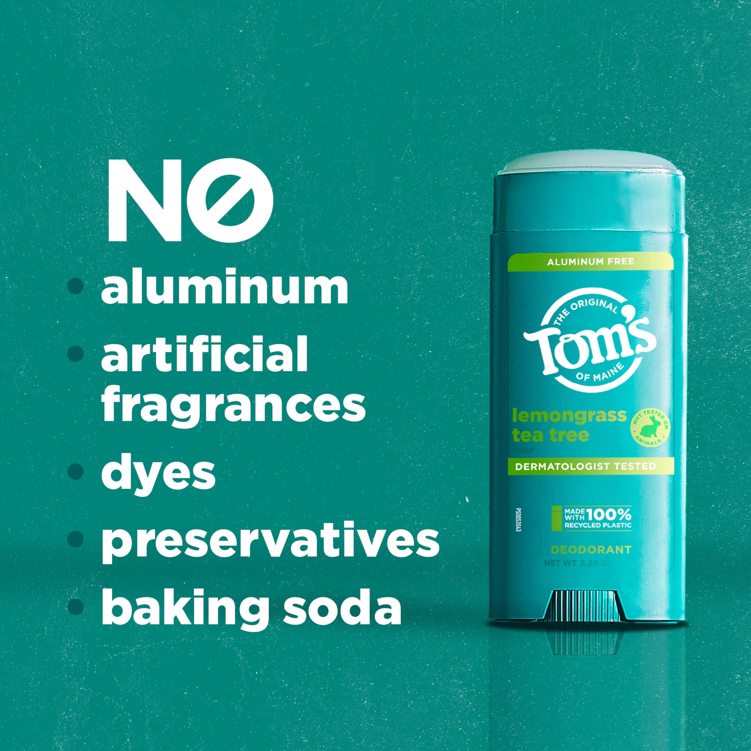Tom's of Maine Complete Protection Aluminum-Free Natural Deodorant, Lemongrass Tea Tree, 3.25 OZ