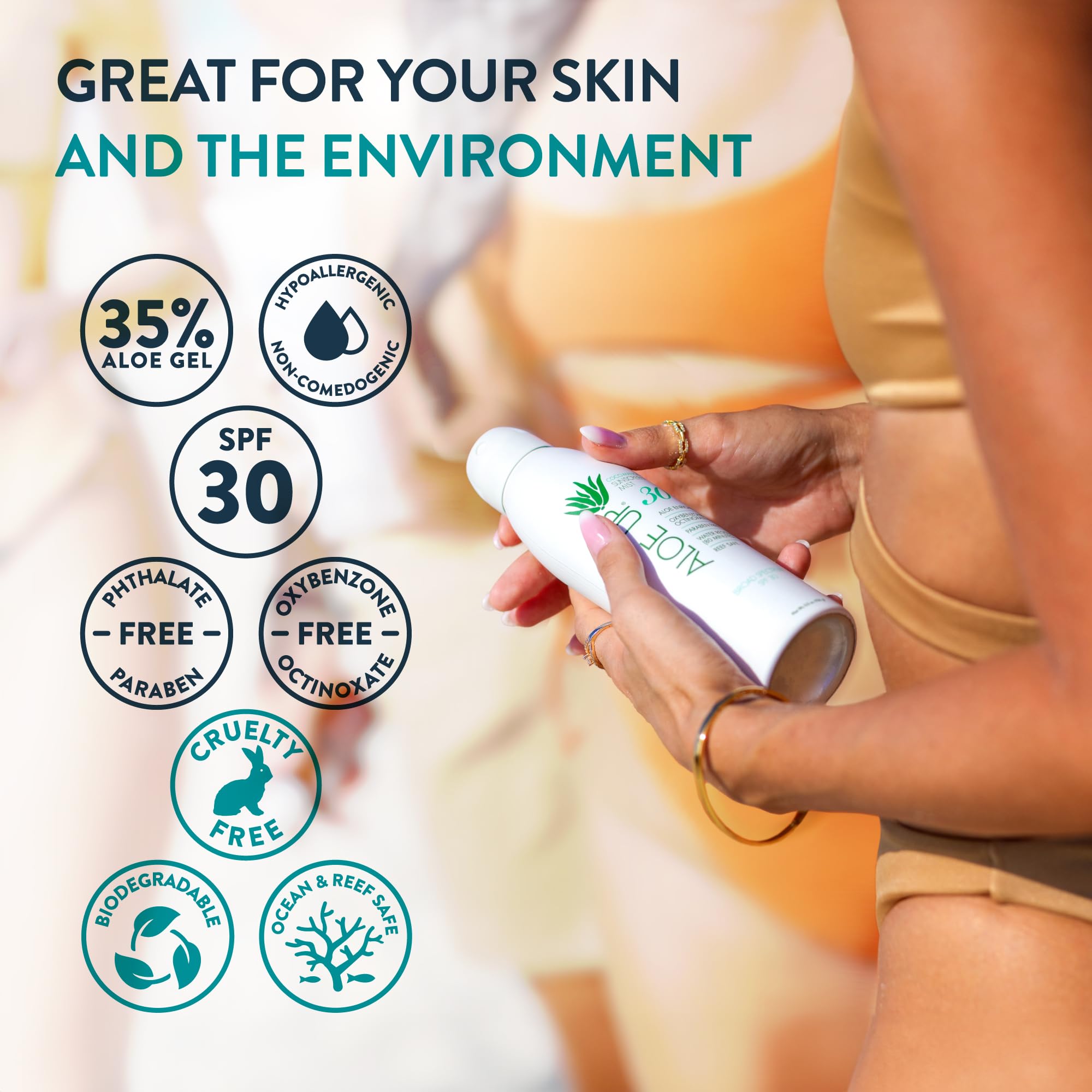 Aloe Up White Collection Continuous Sunscreen Spray Spf 30 - Broad Spectrum Uva/Uvb Sunscreen Protector For Face And Body - With
