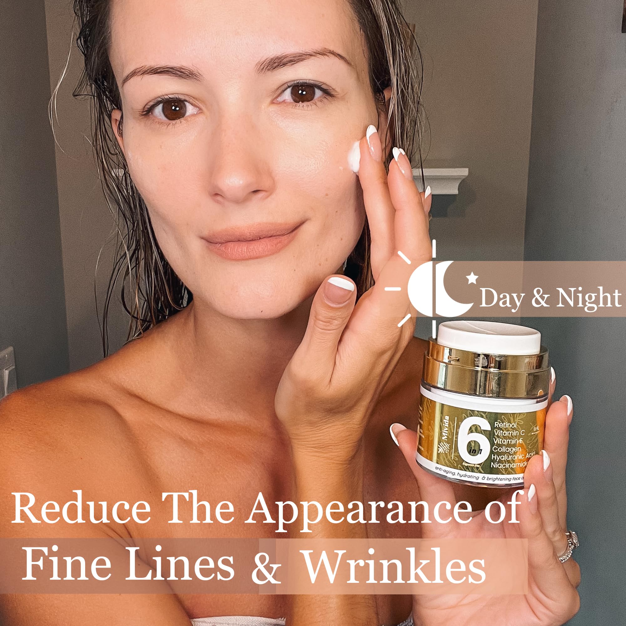 mivida Advanced Retinol Cream for Face & Neck | 6-in-1 Anti-Aging Moisturizer with Collagen, Hyaluronic Acid, Vitamin C & E | Fi