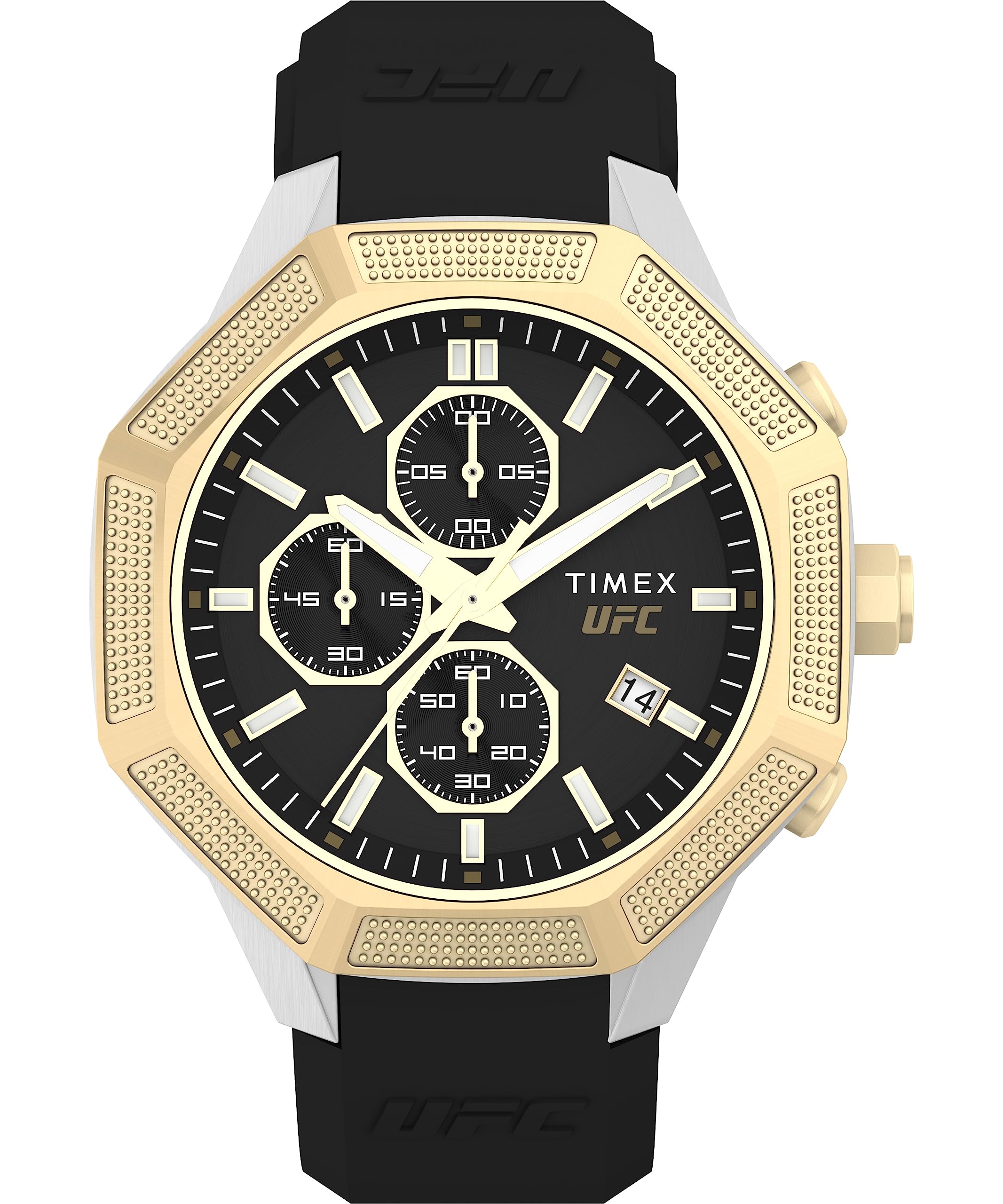 Timex UFC Mens King 45mm Watch  Black Strap Black Dial SilverTone Case