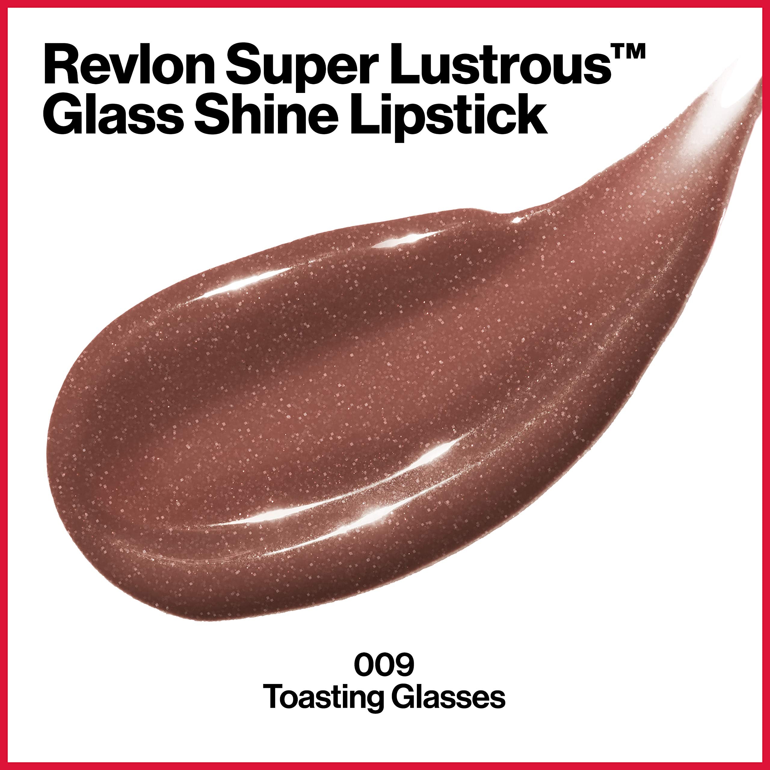REVLON Super Lustrous Glass Shine Lipstick, Flawless Moisturizing Lip Color with Aloe, Hyaluronic Acid and Rose Quartz, Toasting
