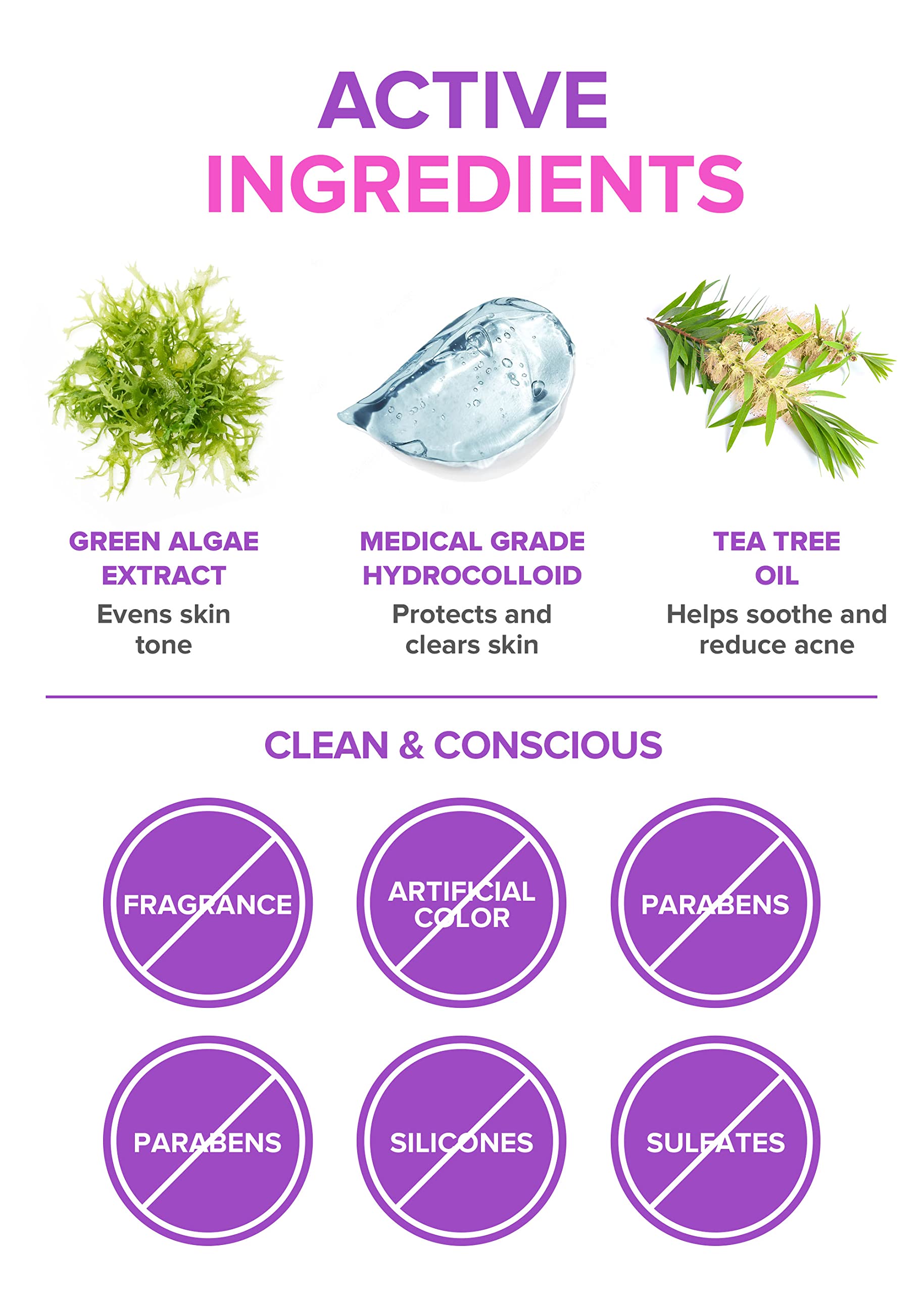 Maree Acne Patches & Facial Polish For Hydrocolloid Acne Treatment - Natural Green Algae Extract & Tea Tree Oil - Cover And Redu