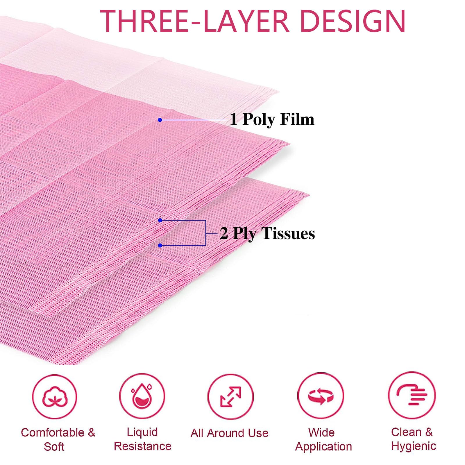Golashfun Nail Art Table Mats Disposable Nail Paper Towels,50Pcs Pink Waterproof 3 Ply Nail Art Paper 13'' X 17'' Pads For Nail