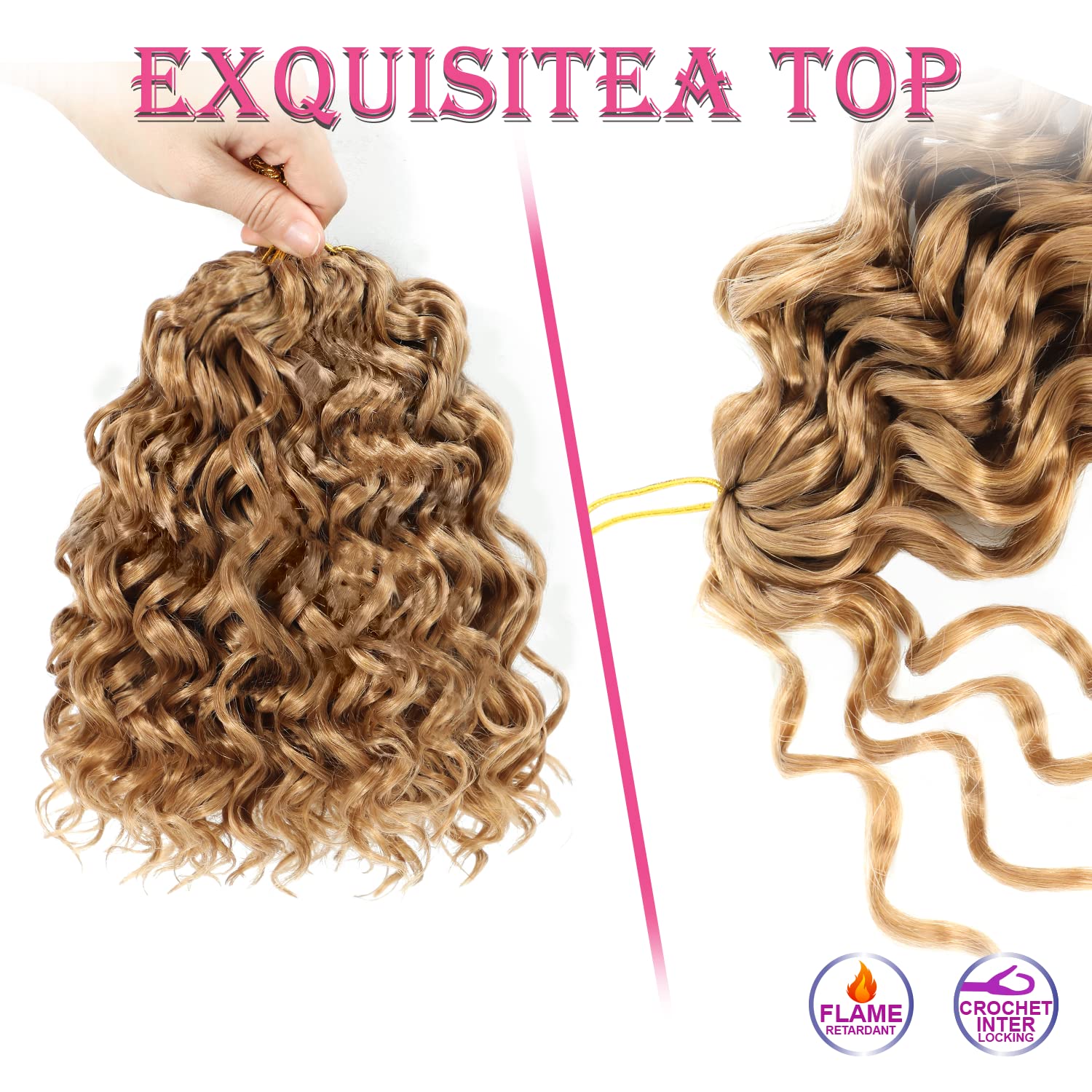 Gogo Curl Crochet Hair 8 Inch 6 Packs Short Curly Crochet Hair Beach Curl Water Wave Curly Crochet Braids Hair, Deep Wave Synthe