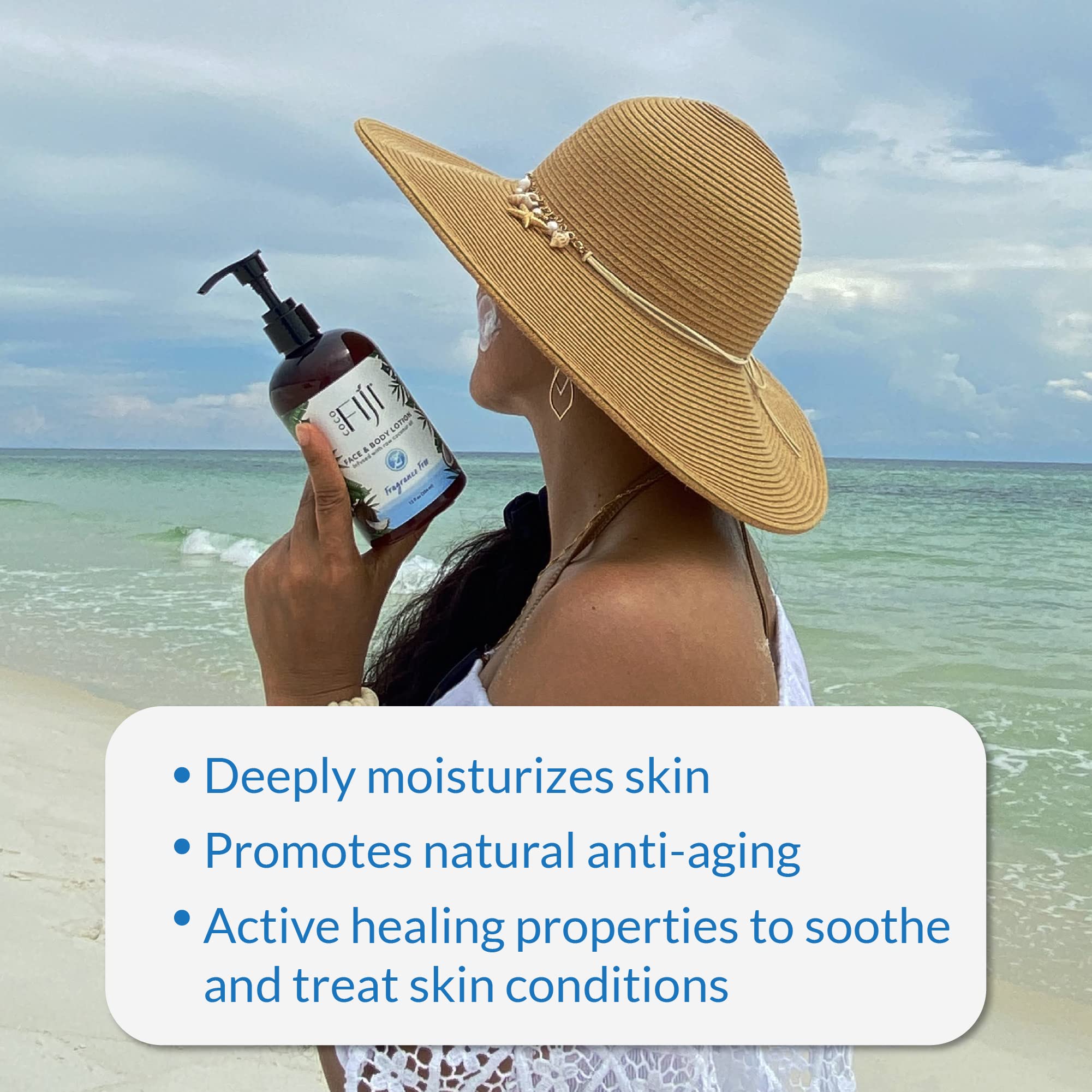 Coco Fiji Face & Body Lotion Infused With Coconut Oil | Lotion for Dry Skin | Moisturizer Face Cream & Massage Lotion for Women
