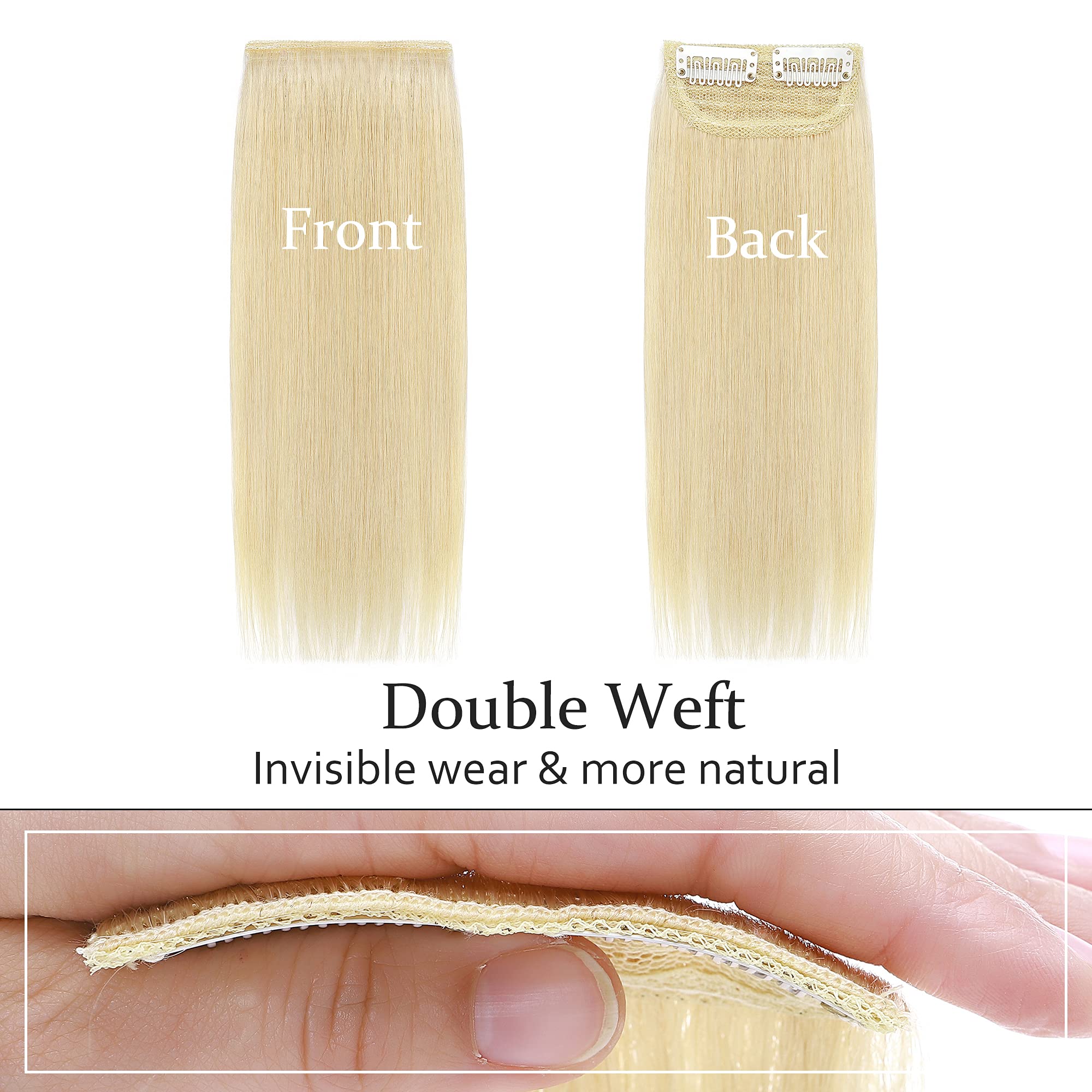 Sego 2 Pcs Clip In Short Hair Extensions Real Human Hair 12 Inch 34G Hairpiece Human Hair Toppers For Women With Thinning Hair A
