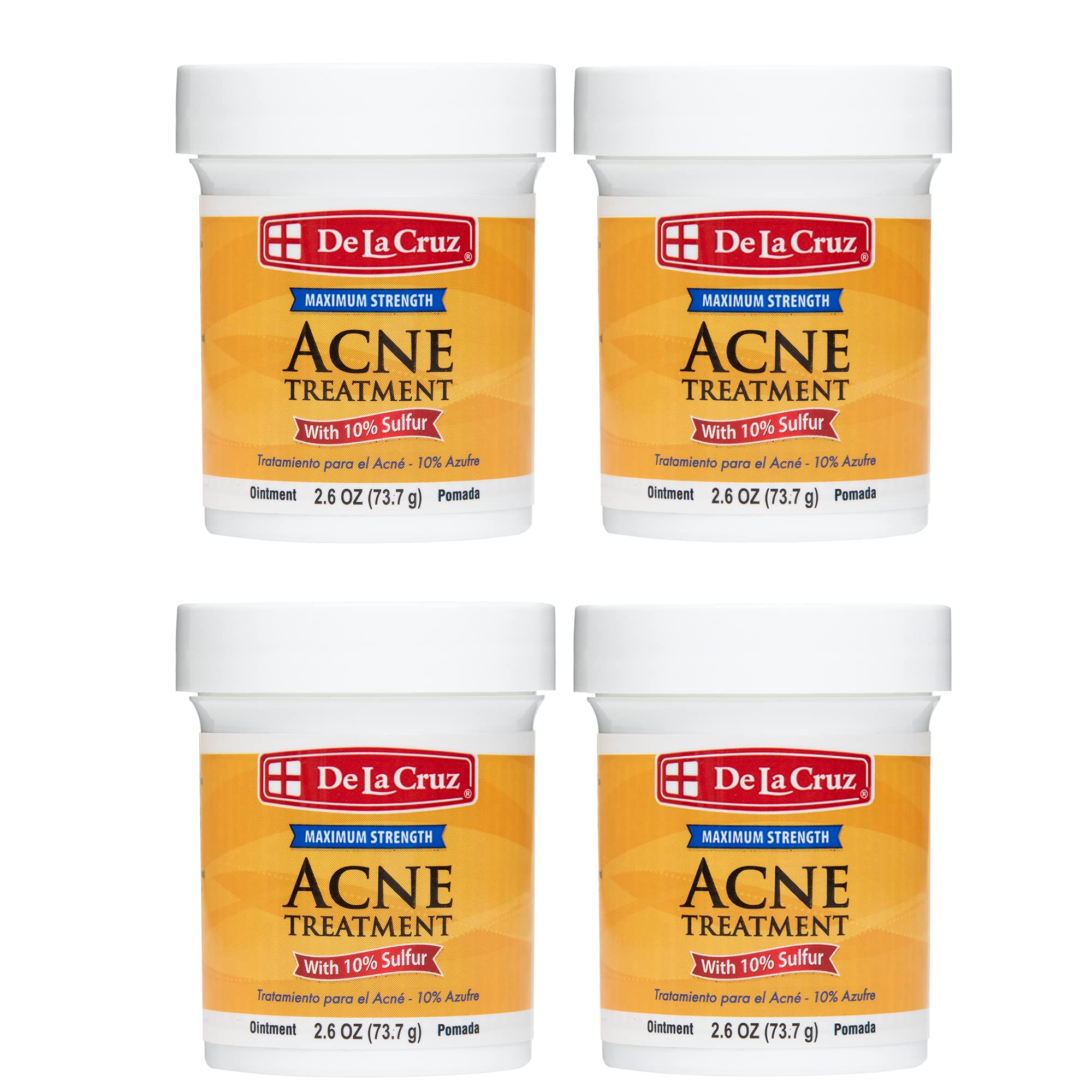 De La Cruz 10% Sulfur Ointment - Cystic Acne Treatment for Face and Body - Daily 10 Min Spot Treatment Mask Safe and Effective G