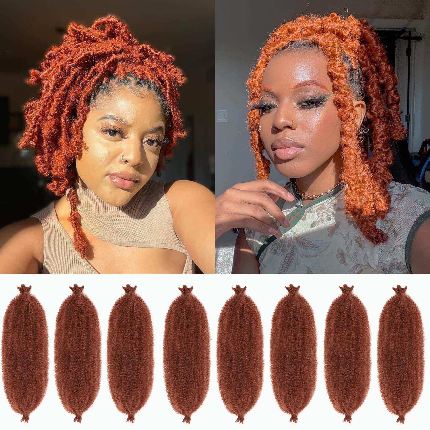 12 Inch Marley Twist Braiding Hair 8 packs Pre-Separated Springy Afro Twist Hair Extension for Passion Butterfly Locs Kinky Afro