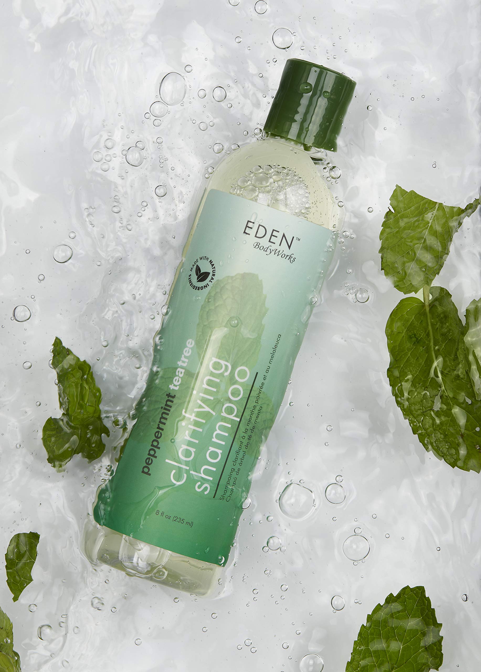 Eden Bodyworks Peppermint Tea Tree Clear Clarifying Shampoo For Oily Hair, Dry Hair, Curly Hair - Scalp Cleansing Shampoo For Bu