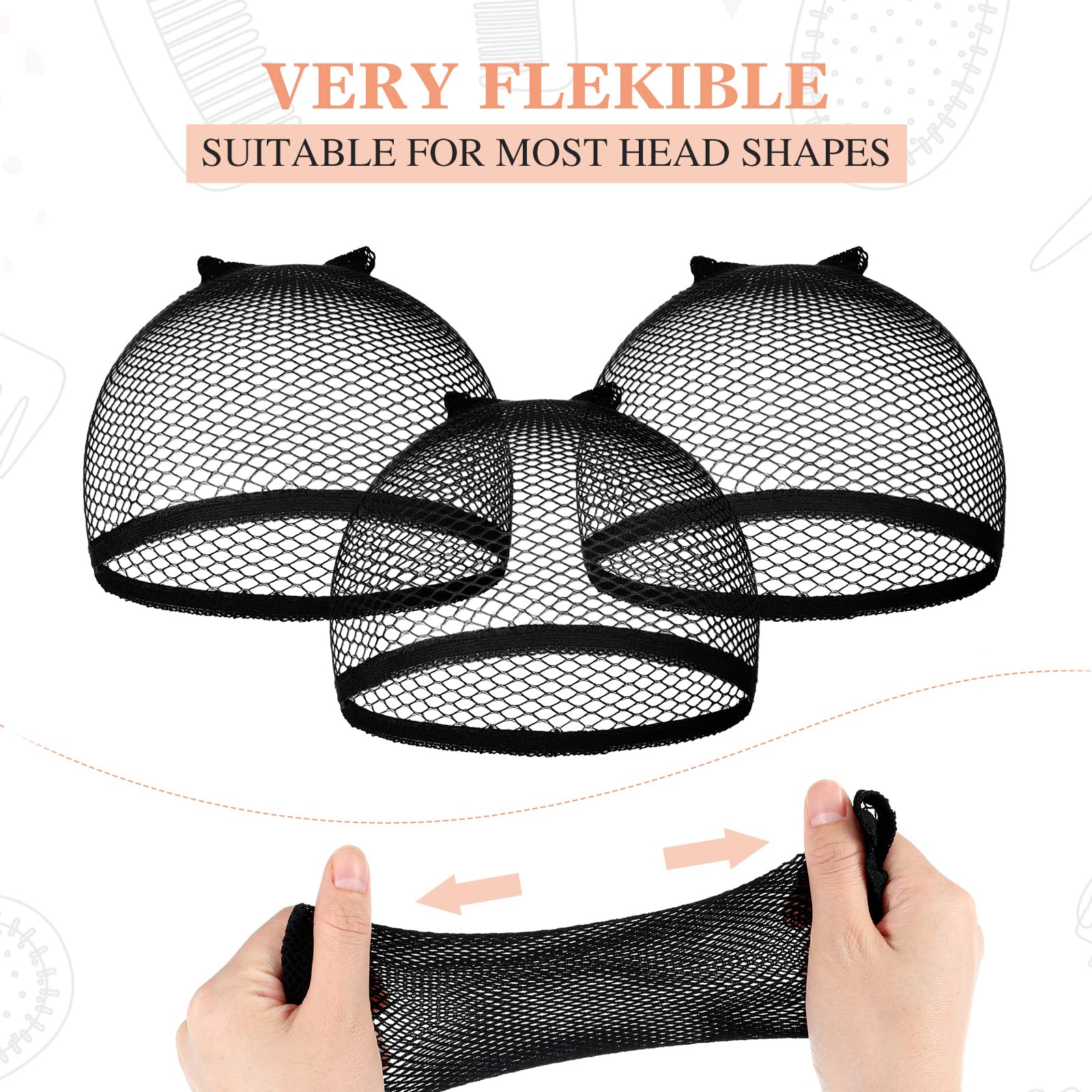 100 Pcs Wig Cap Mesh Wig Cap Net Closed End Hair Net Bald Wig Net Liner Weaving Caps for Kids Women Men Halloween Cosplay (Black