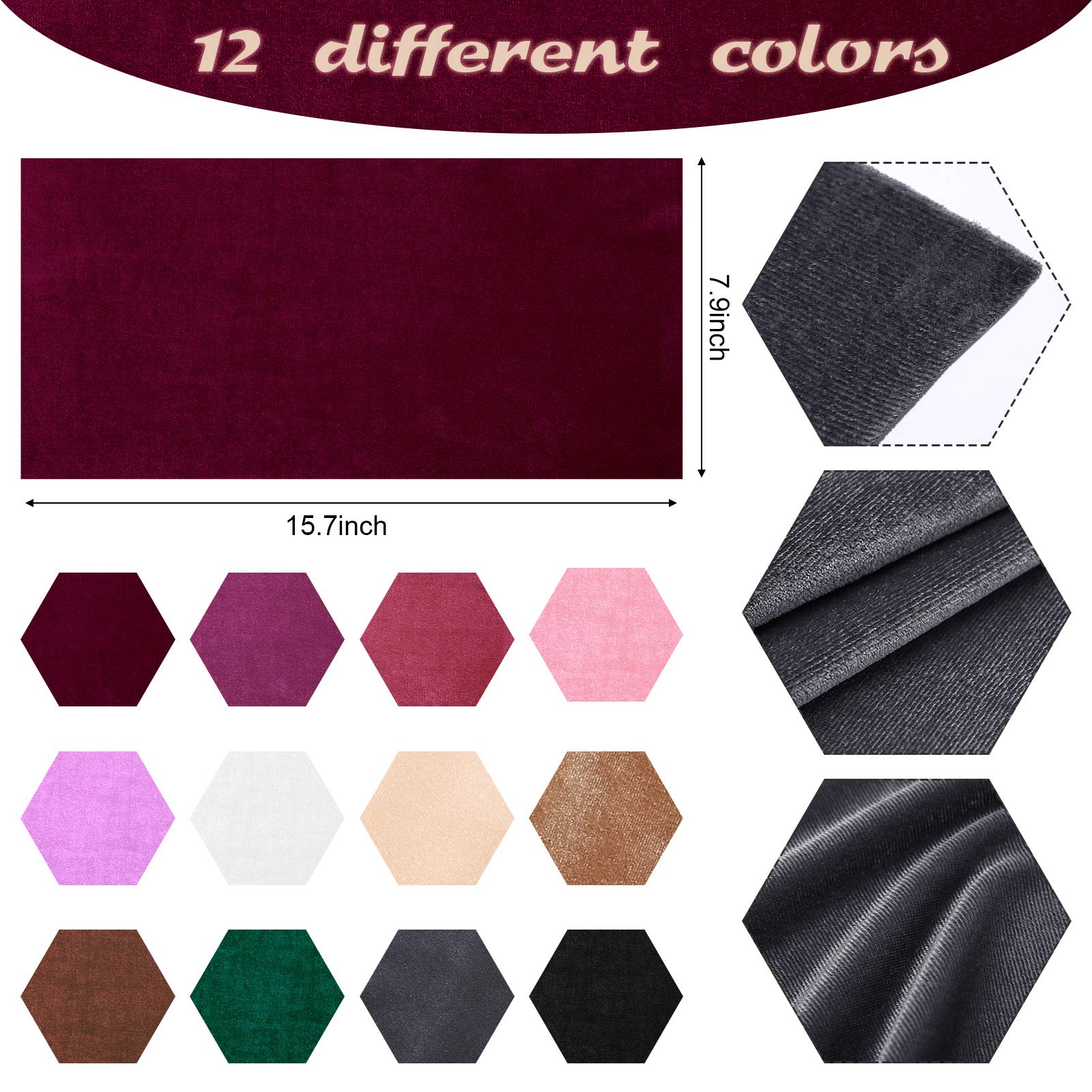 12 Pieces Velvet Fabric 12 Colors Velvet Hair Scrunchies Making Kit With 1 M Elastic Hair Bands Hair Tie Ropes For Women Girls D