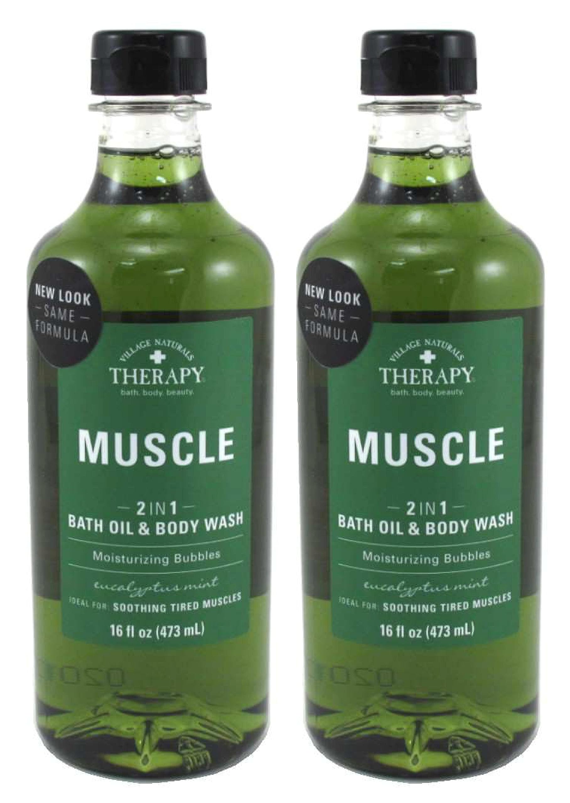 Village Nat. Muscle 2-In-1 Bath Oil & Body Wash 16 Ounce (473Ml) (Pack Of 2)