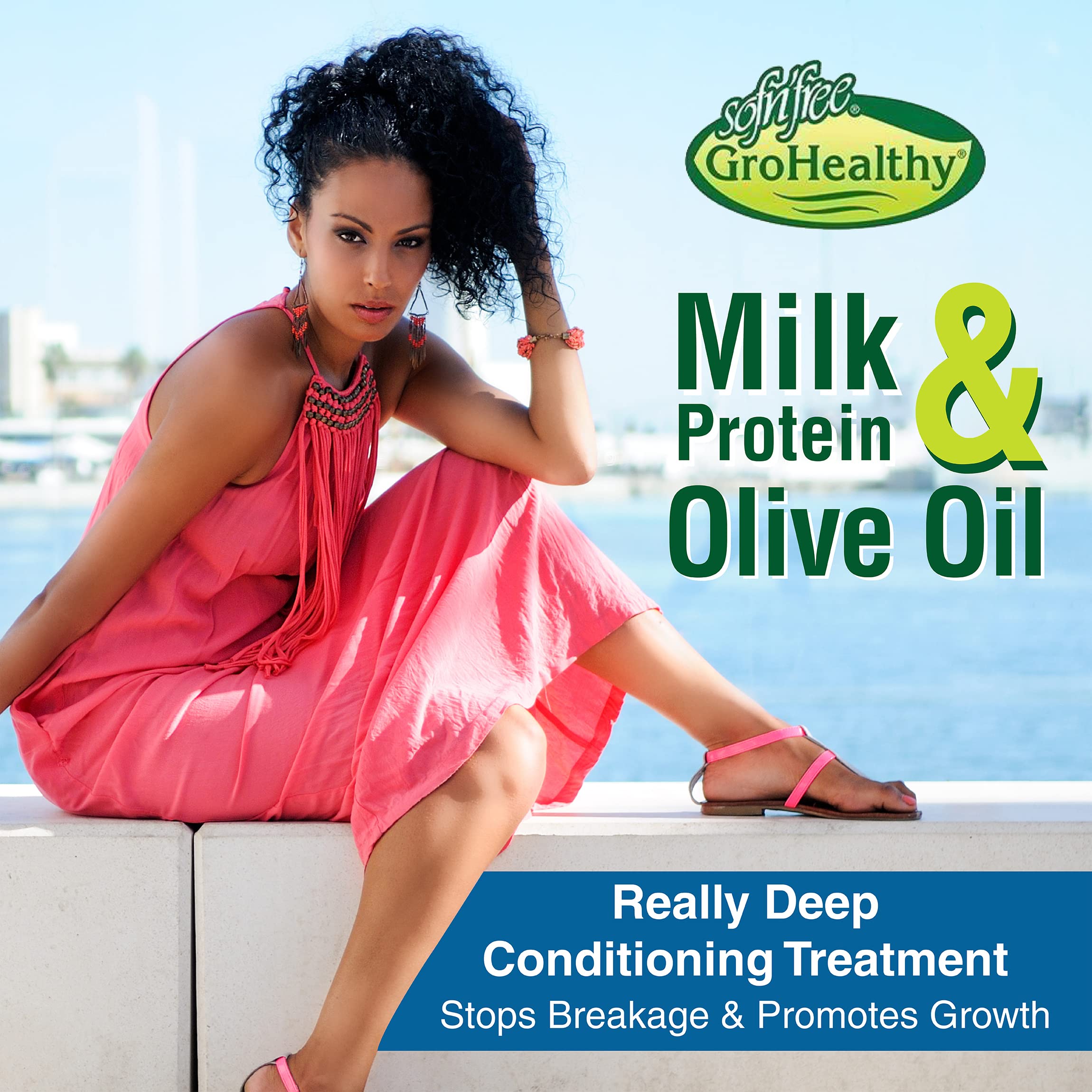 GroHealthy Milk Protein & Olive Oil Deep Conditioning Treatment Mask Strengthens, Repairs, Stops Breakage and Promotes Growth fo