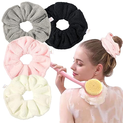 Ivyu Microfiber Hair Drying Scrunchies Towel Fiber Large Big Scrunchie For Curl Hair For Shower Wet Anti Frizz Hair Products Abs