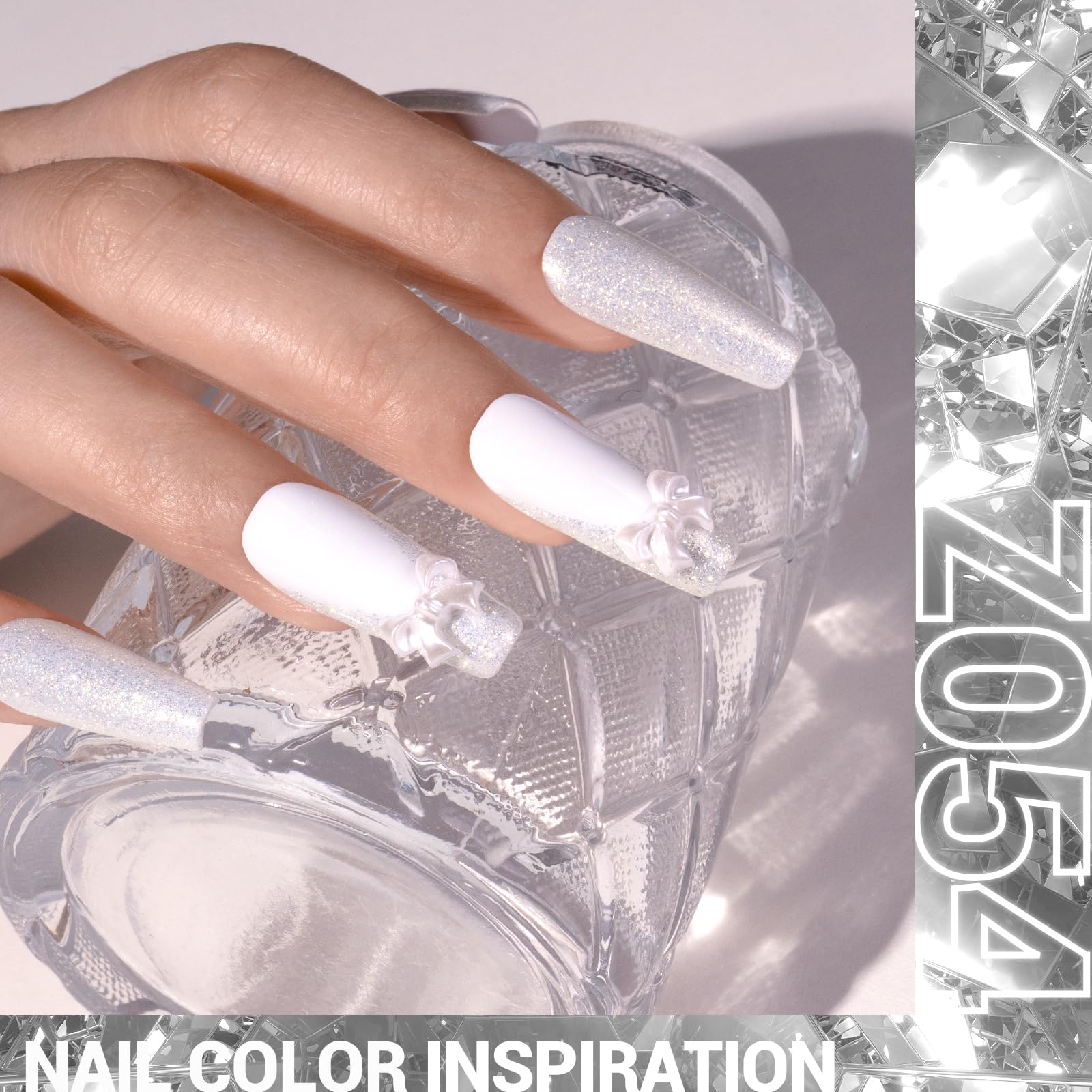 Melodysusie Thick White Glitter Gel Nail Polish,0.5Fl Oz Soak Off Uv Led Sparkle Pure White Glitter Gel Polish Gift For Women Na