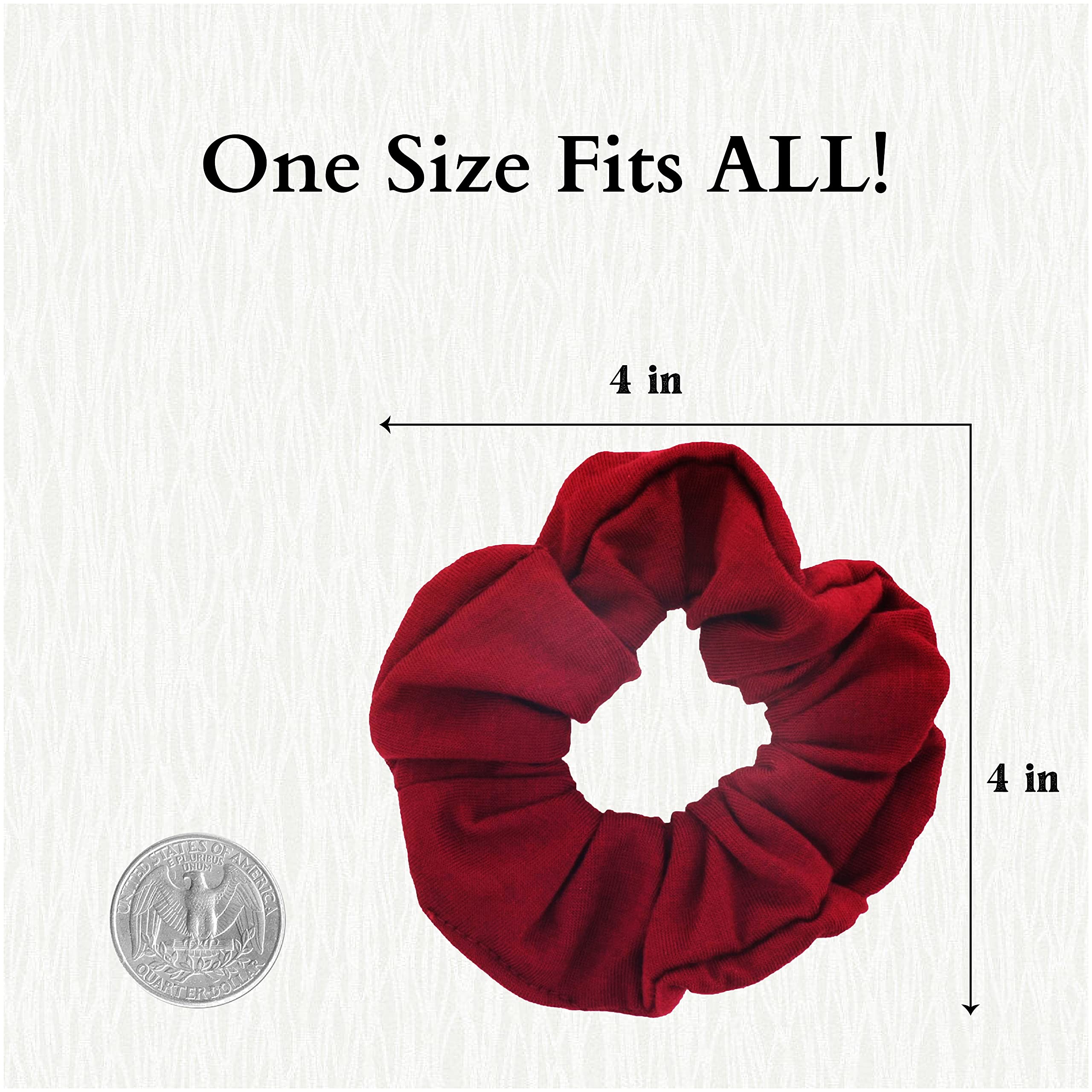 12 Pack Solid Hair Ties Scrunchies (Burgundy)