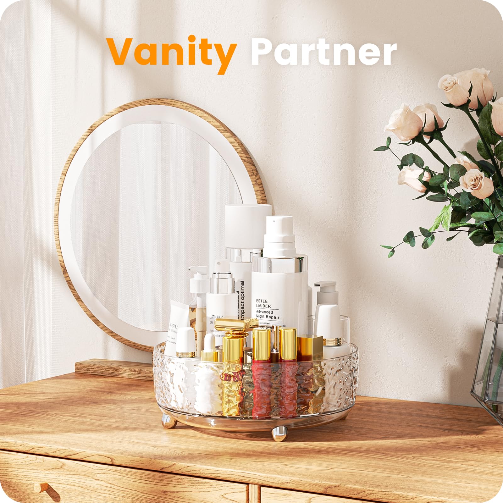 ?Clear? A-Lugei ??'' Makeup Organizer,???????Rotating? Bathroom Organizer And Storage,?Water Ripple? Perfume Organizer, Skincare