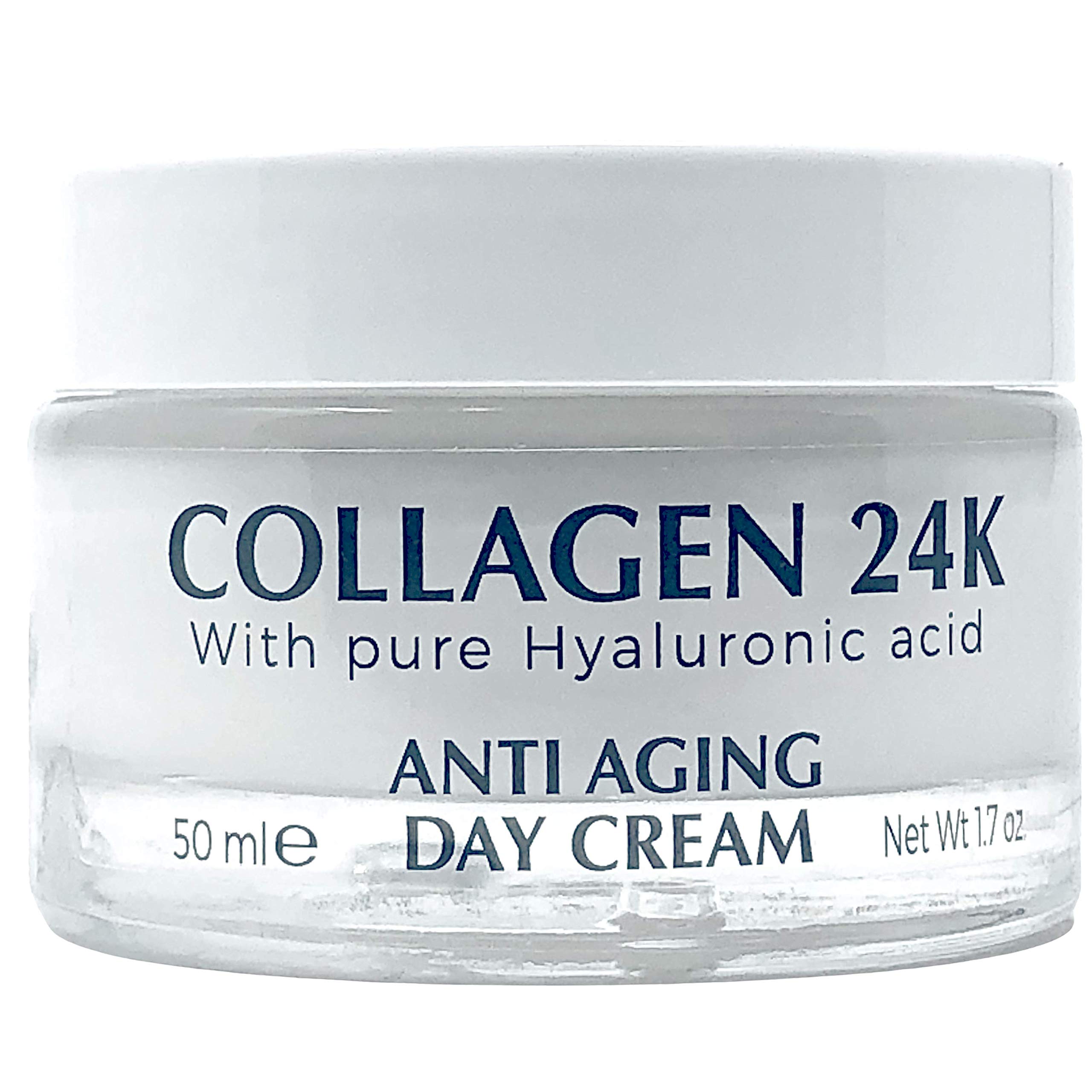 DelfantiMilano  COLLAGEN 24K  AntiAging Day Cream  Face and Neck Moisturizer with pure Hyaluronic Acid  Made in Italy.