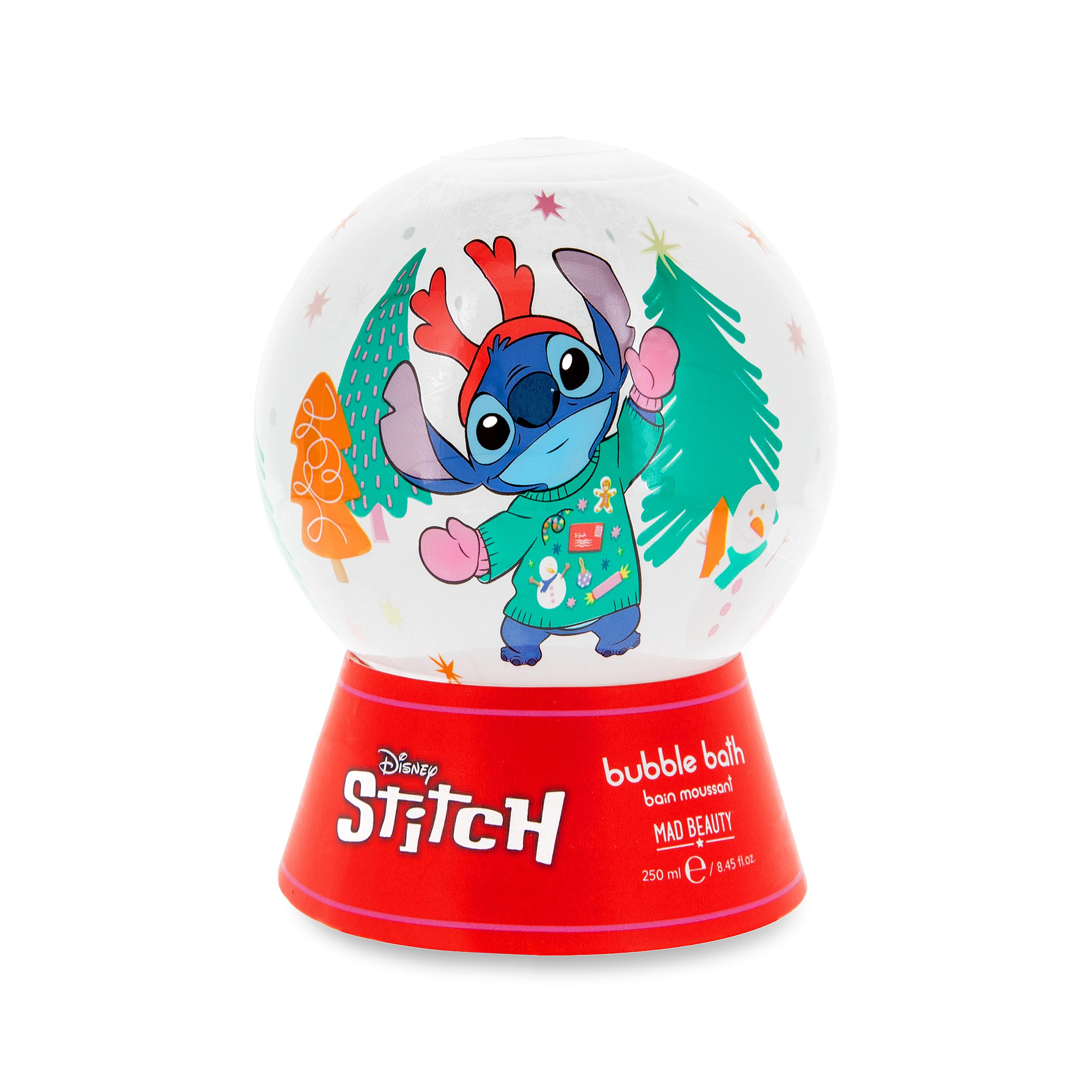 MAD BEAUTY Stitch at Christmas Bubble Bath, Shimmering Bubble Bath Snow Globe, Lather Up &, Relax, Unwind, Self-Care Routine