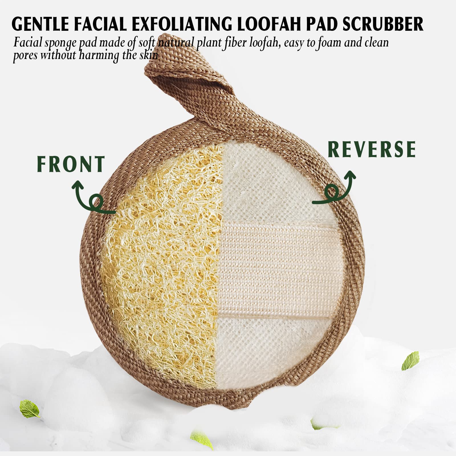 Face Exfoliating Loofah Pad Scrubber, Soft And Easy Foaming Facial Loofah Makeup Remover Sponge( 4 Pack) Clean Pore And Blackhea