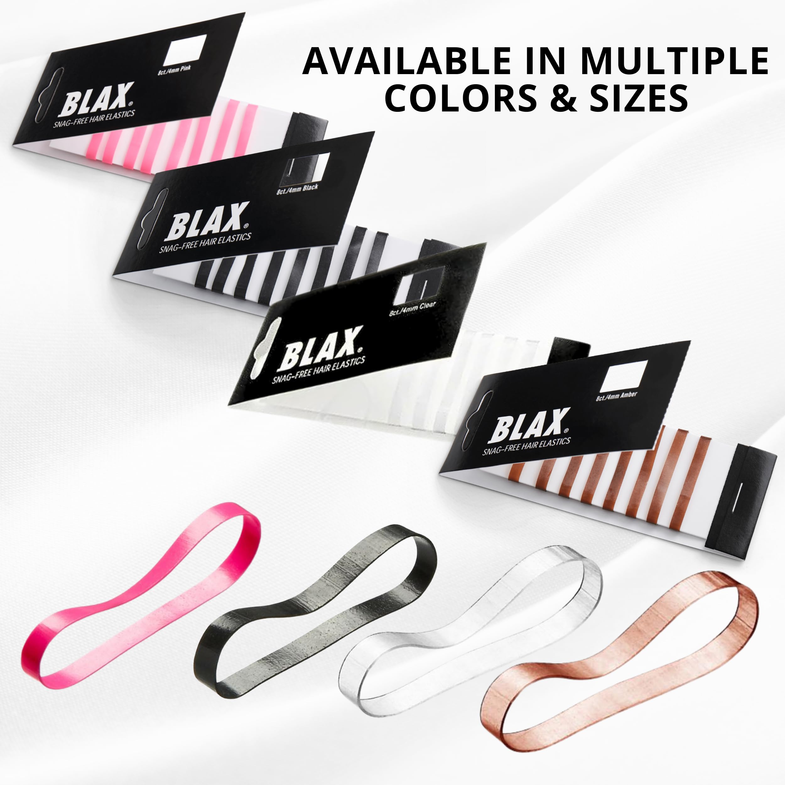 Blax Snag-Free Hair Elastics 4mm- Black 8ct