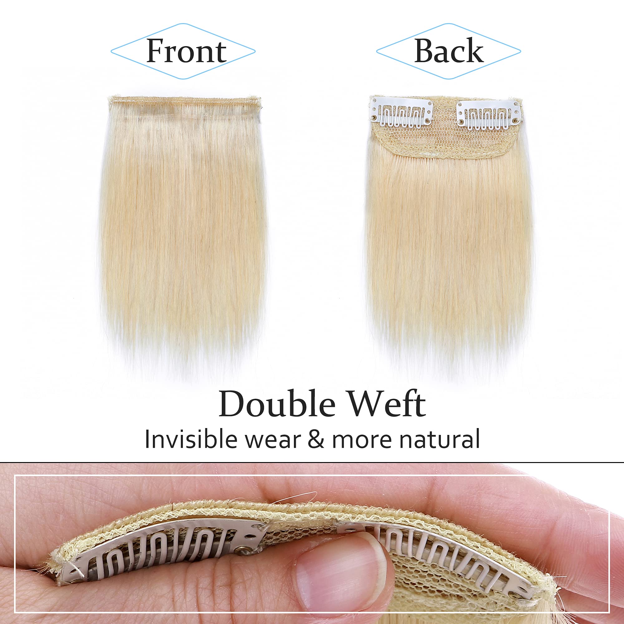 SEGO Short Hair Extensions Clip in Human Hair 6 Inch Hairpiece Human Hair Toppers for Women With Thinning Hair Adding Hair Volum
